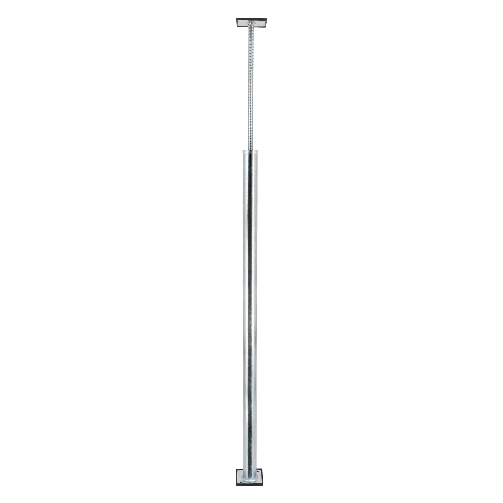 Silberne Stange mit quadratischer Basis und Spitze. Die Stange ist gerade und der Hintergrund ist weiß.