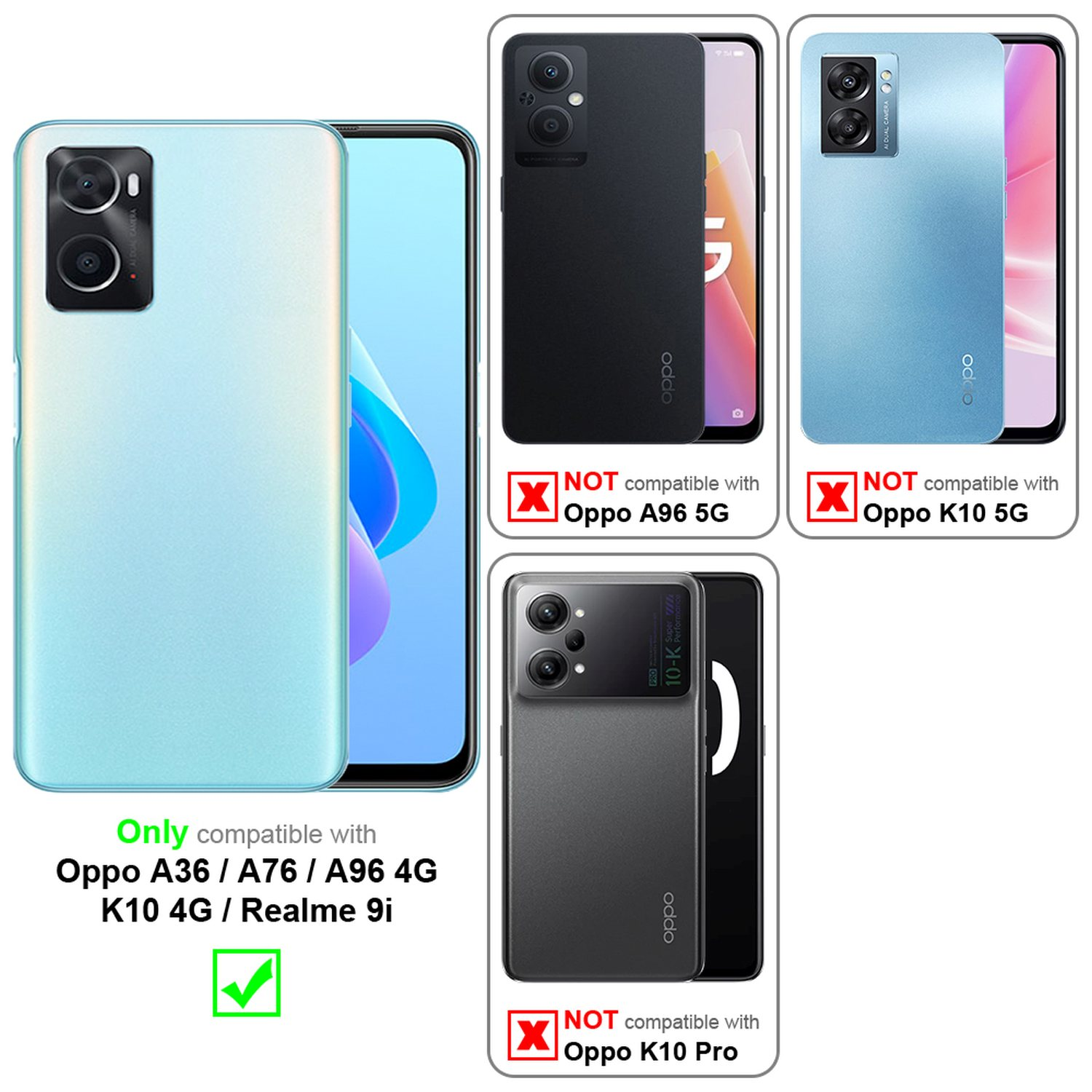 BLAU Backcover, K10 TPU Oppo, Candy 4G / 4G A76 / CADORABO / DUNKEL A96 / Style, CANDY A36 im 9i, Hülle Realme