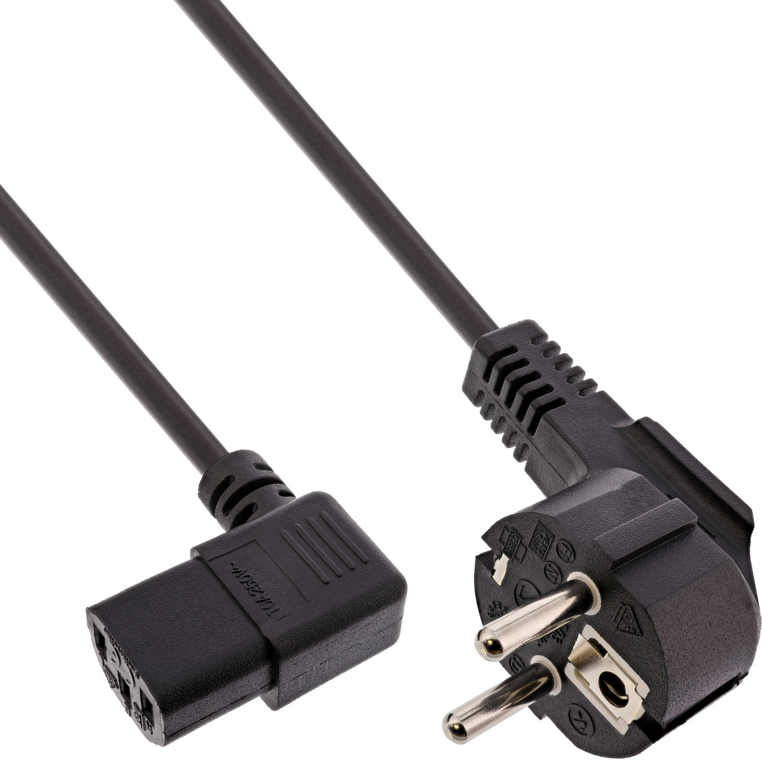 Schutzkontakt Stromkabel C13 extern INLINE gewinkelt auf Kaltgerätestecker Netzkabel, InLine®