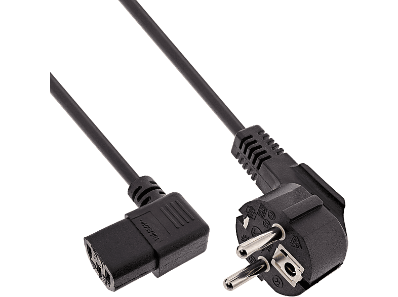 Netzkabel, Schutzkontakt C13 extern auf Kaltgerätestecker InLine® INLINE Stromkabel gewinkelt