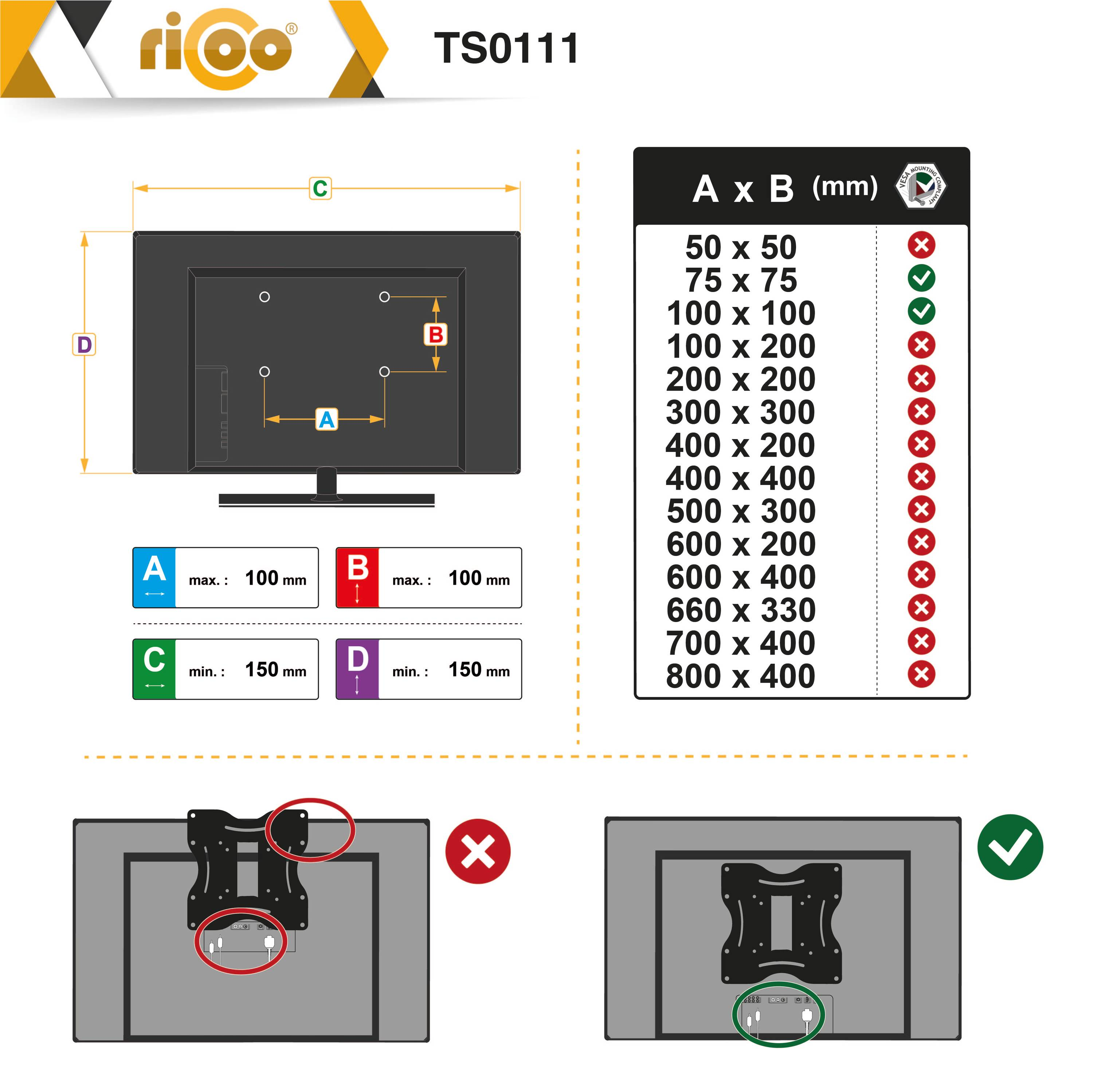 RICOO TS0111 Monitor Tischhalterung, schwarz