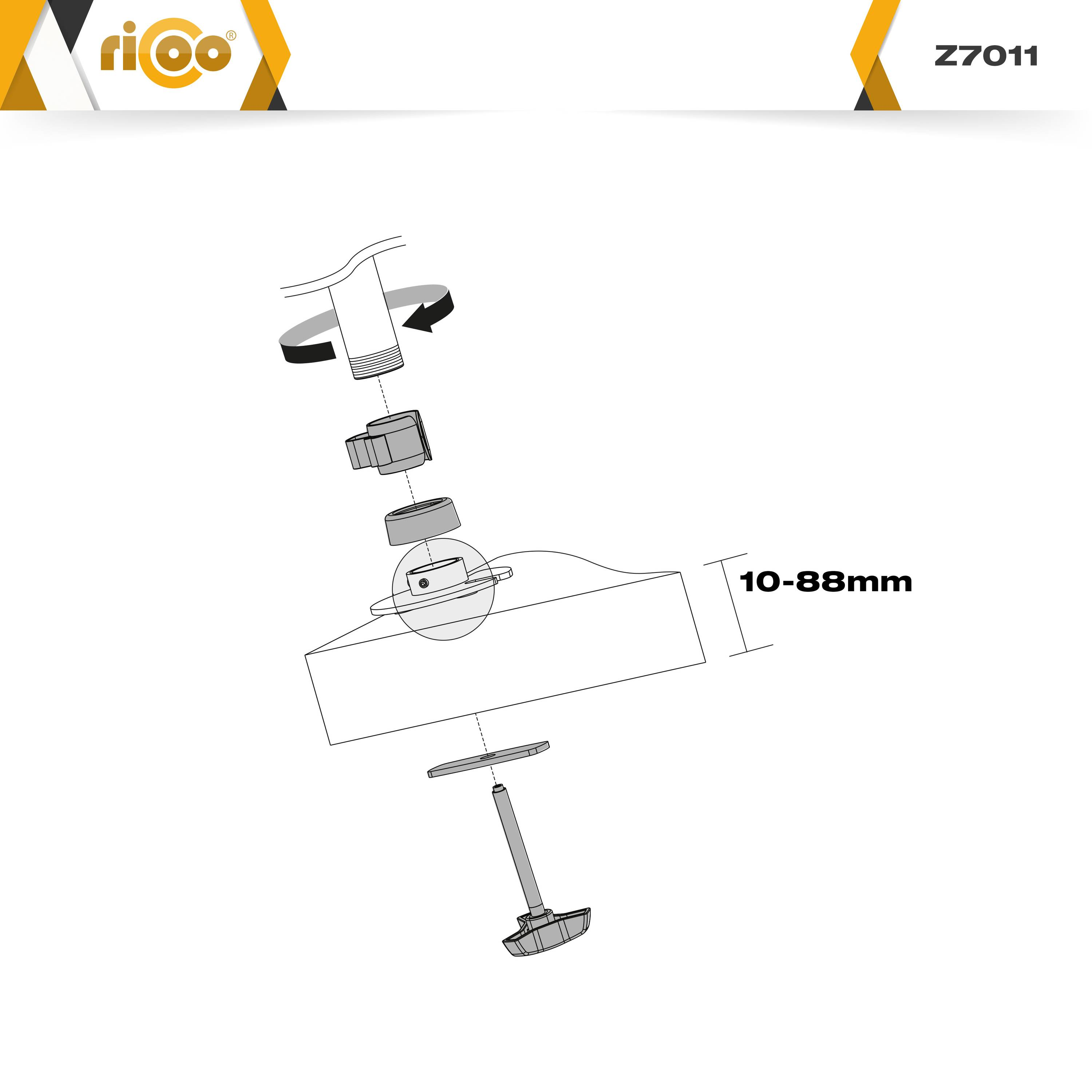Z7011 silber Tischhalterung, Monitor RICOO