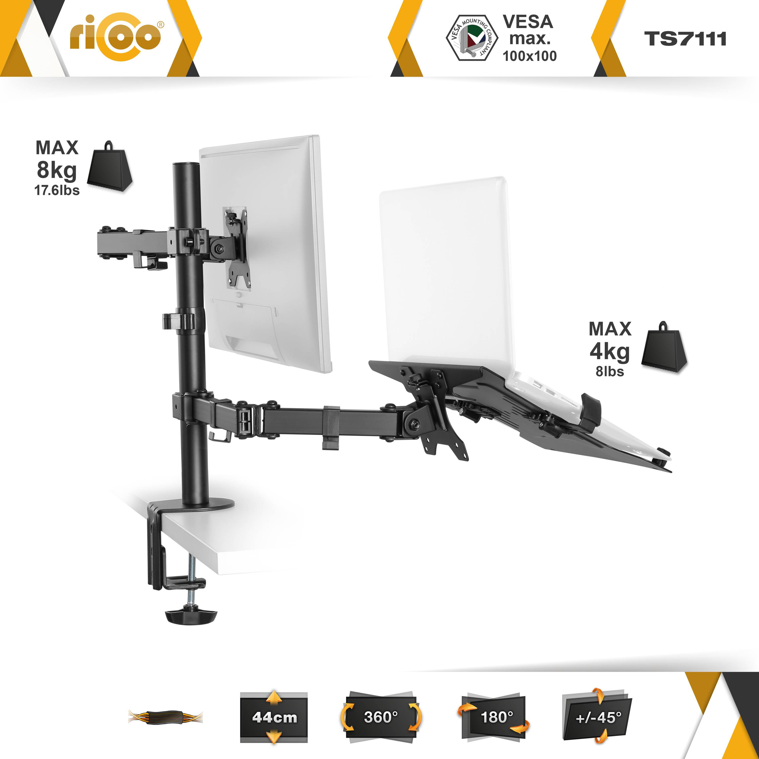 RICOO TS7111 Monitor Tischhalterung, schwarz