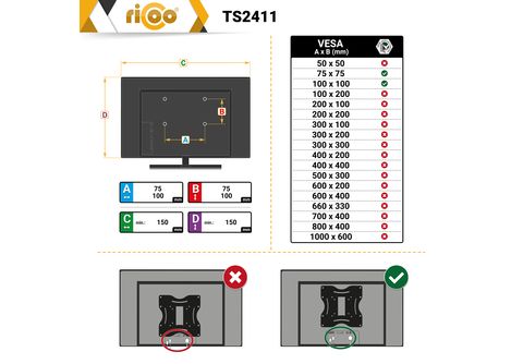 RICOO TS2411 Monitor Tischhalterung, silber