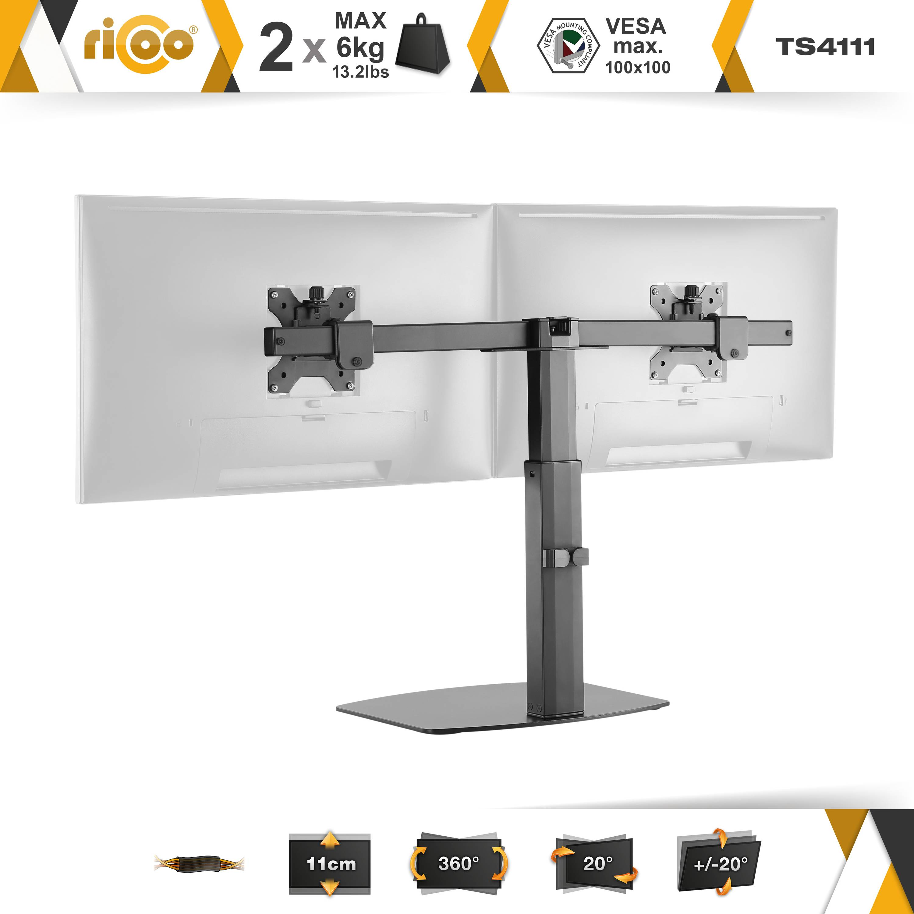 RICOO Tischhalterung, Monitor schwarz TS4111