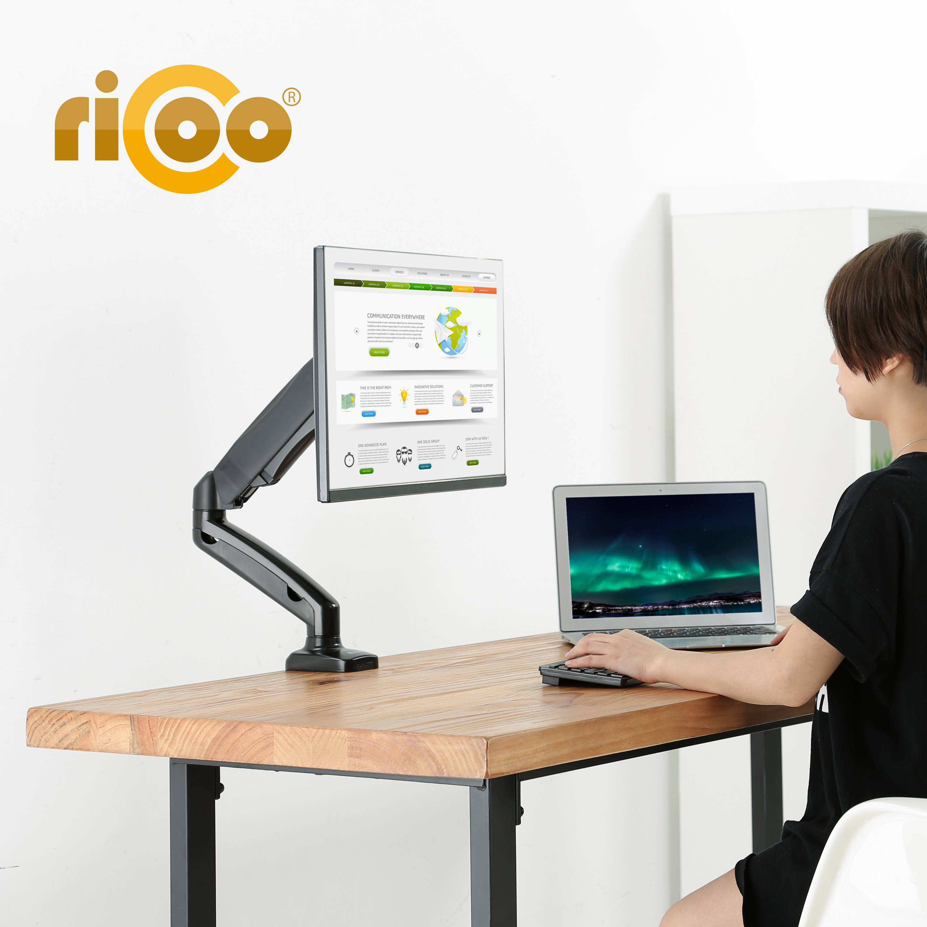RICOO schwarz Tischhalterung, TS9311 Monitor