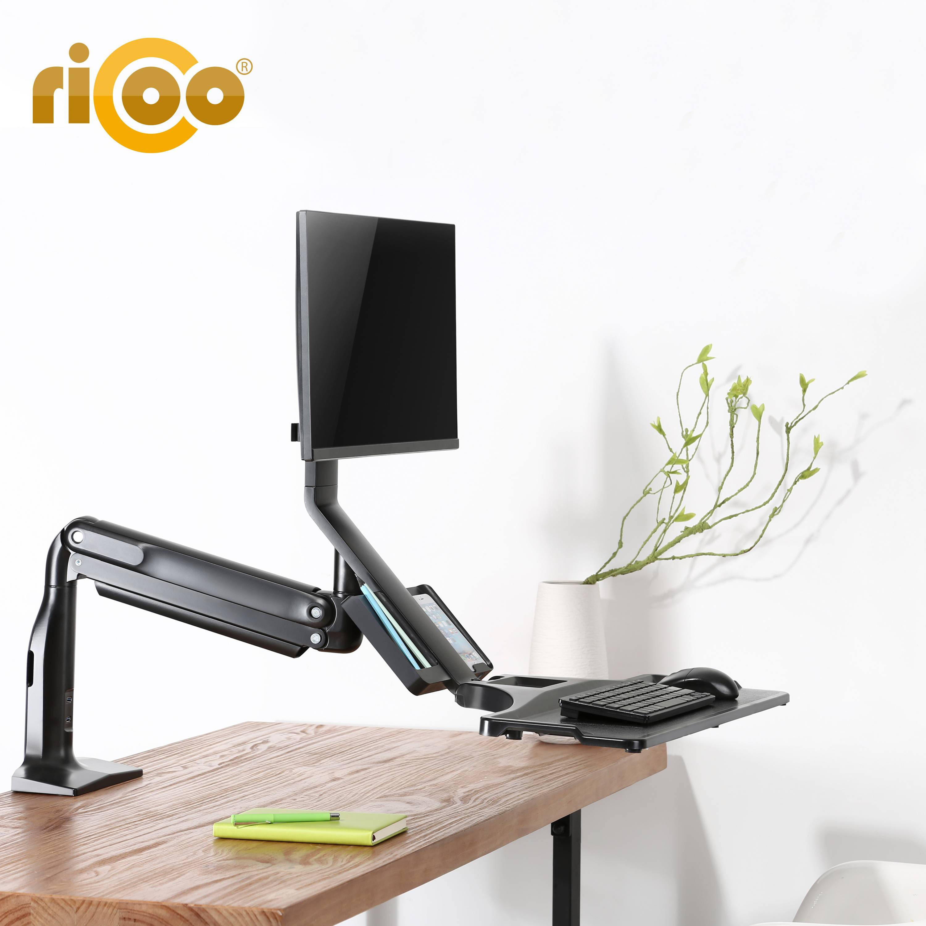 RICOO TS5411 Tischhalterung, schwarz Monitor