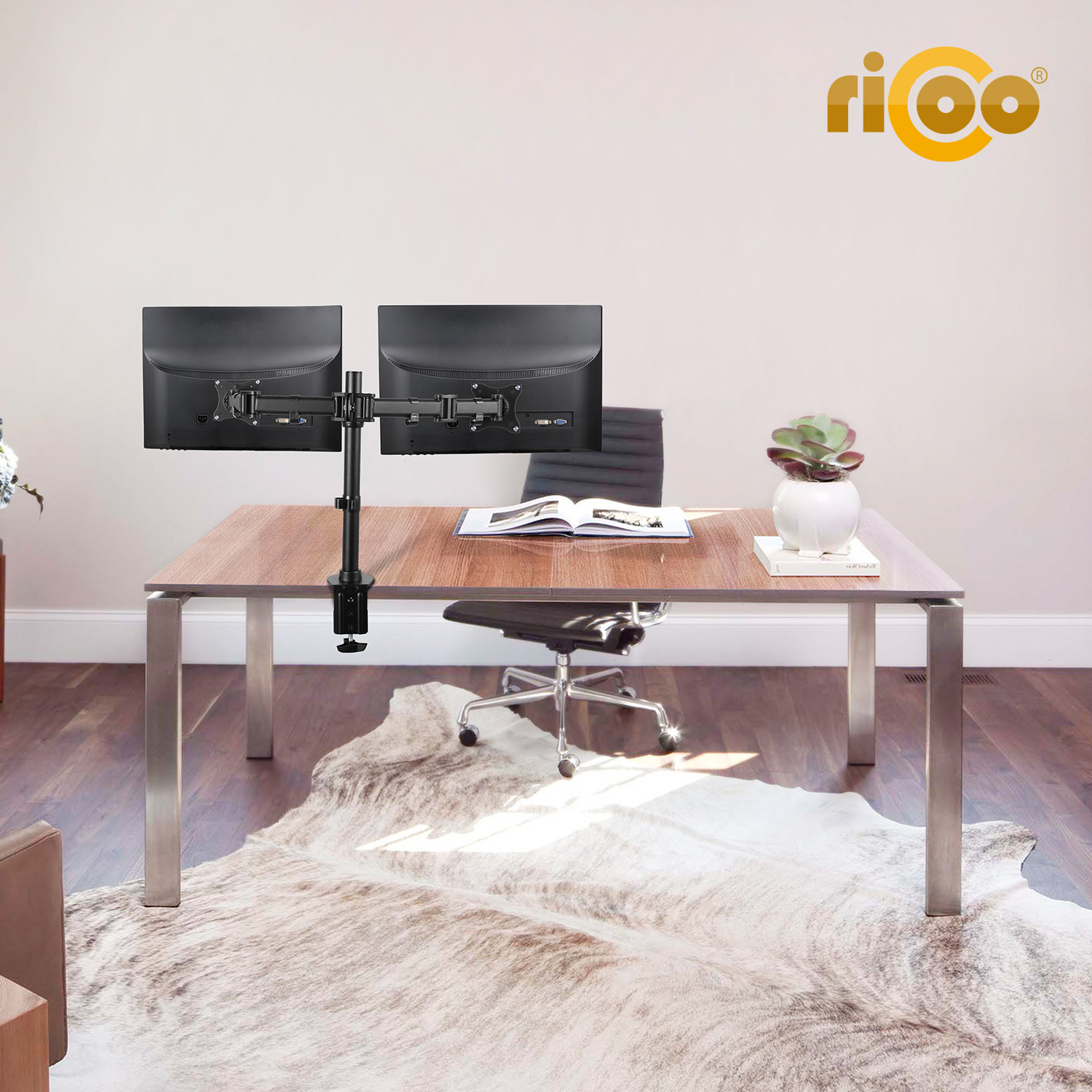 RICOO TS5811 Tischhalterung, schwarz Monitor