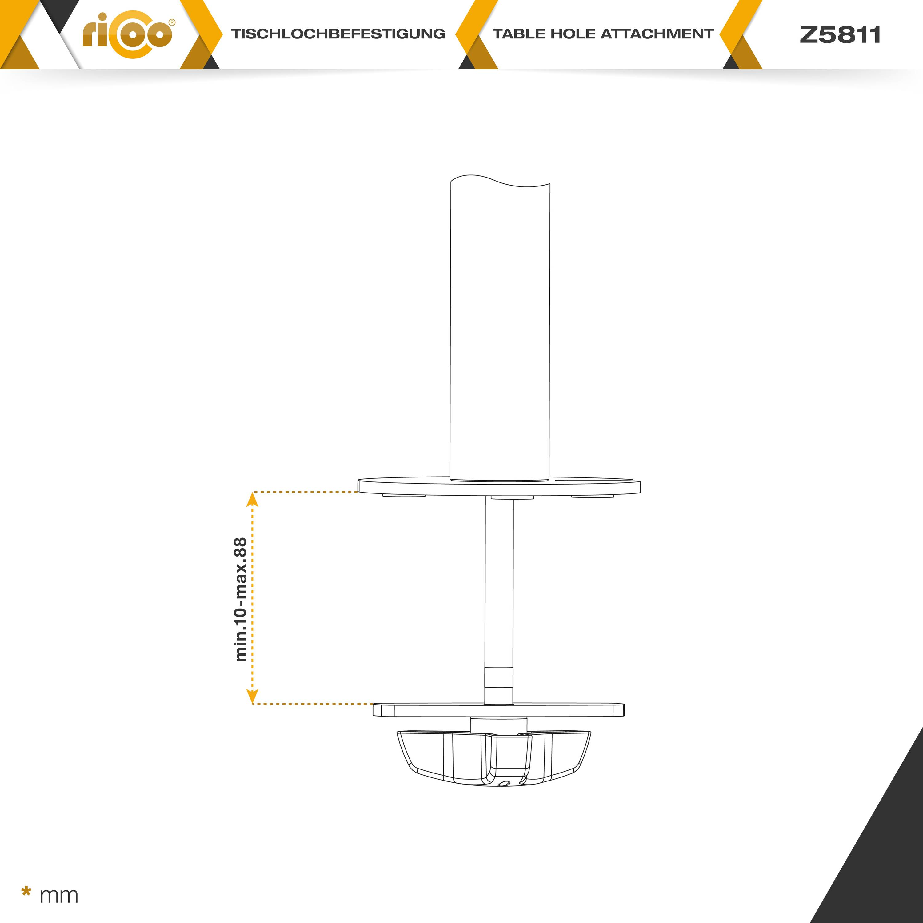 RICOO Z5811 Monitor silber Tischhalterung