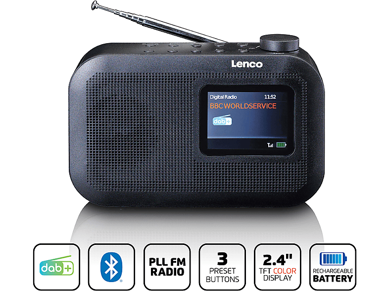 DAB, PDR-026BK FM, Radio, Bluetooth, LENCO Schwarz