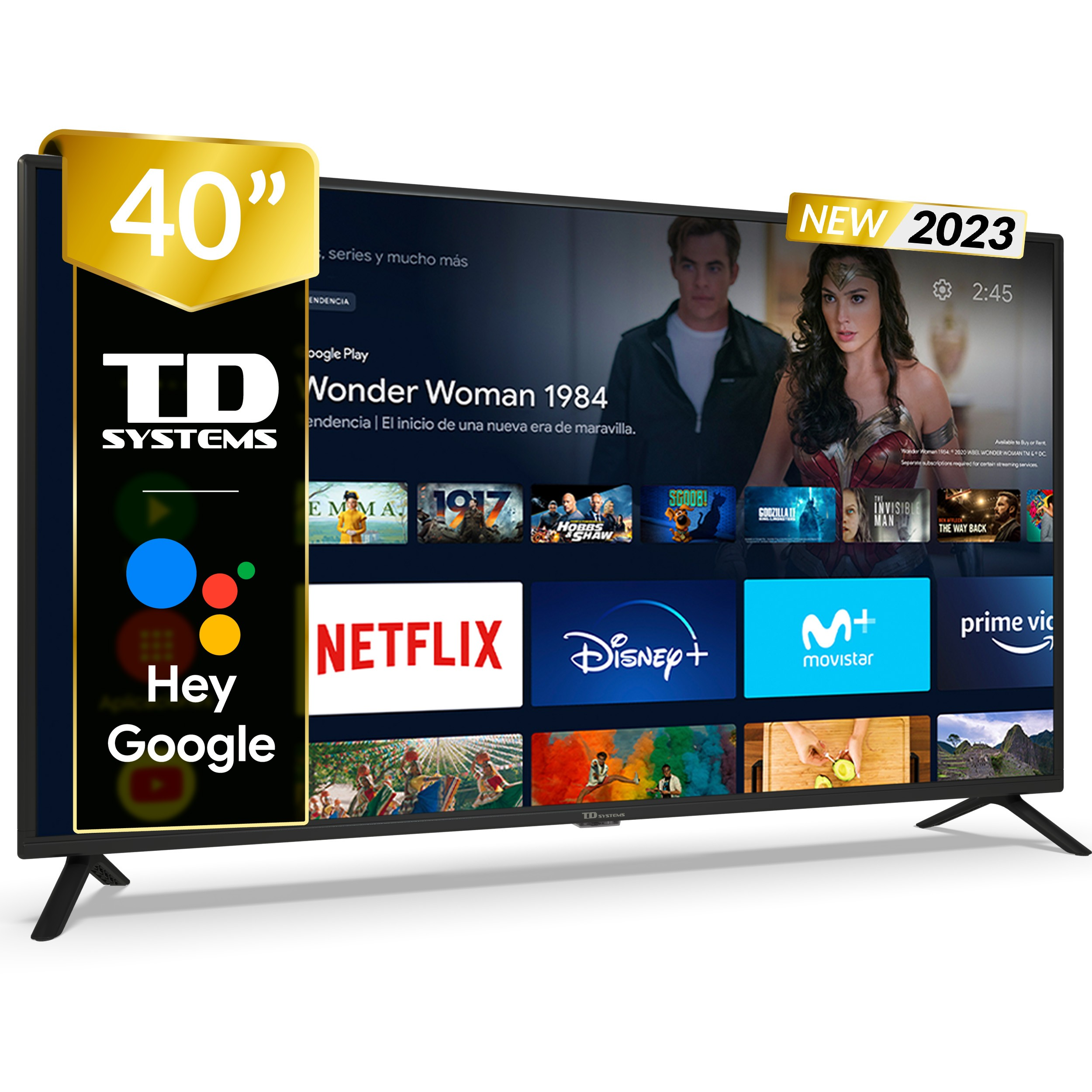Td Systems Prime40c14s smart tv 40 pulgadas android 11 televisores hey google official assistant television control por v led fullhd arm cortex a55x4 dvbt2 h.265sí