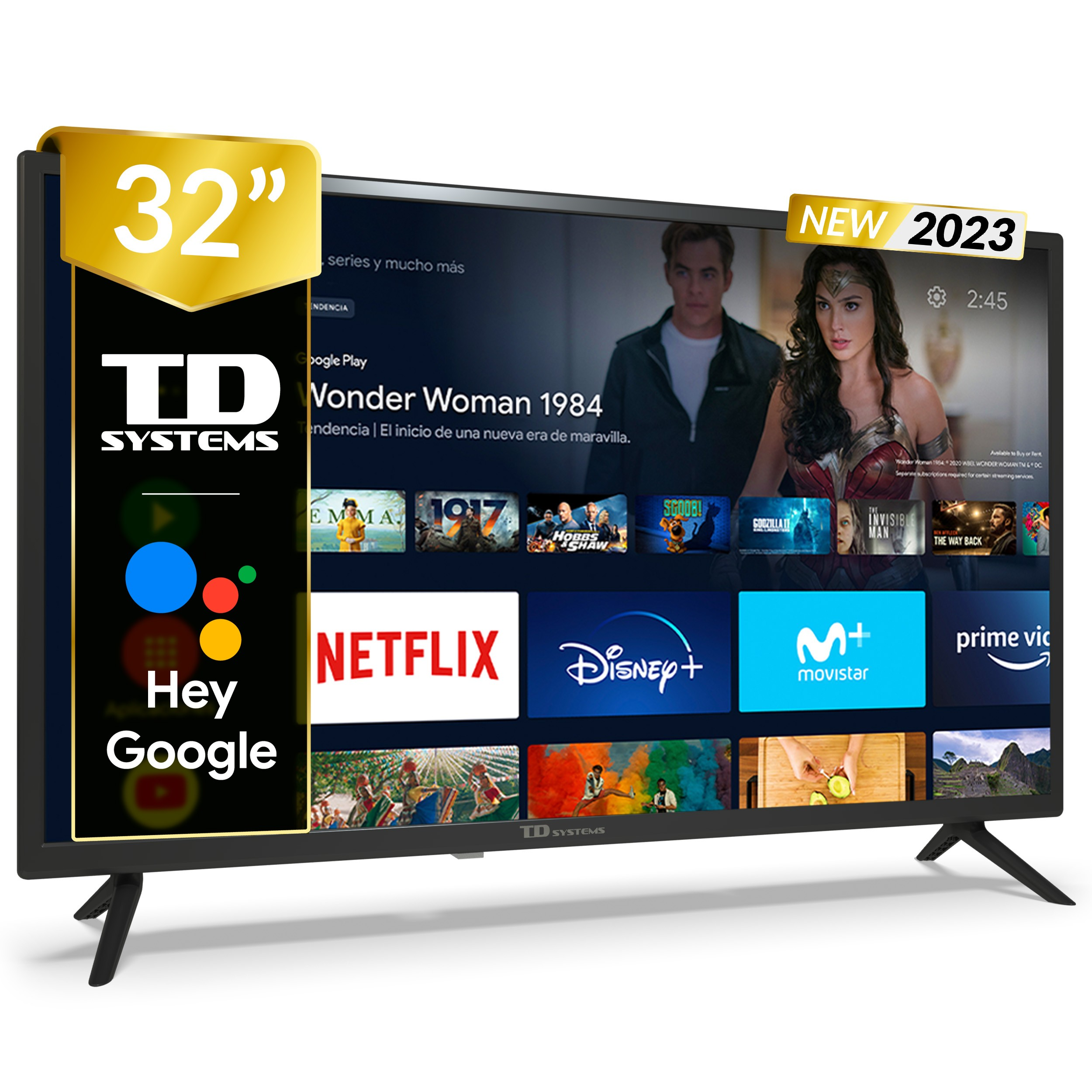 Td Systems Prime32c14s smart tv 32 pulgadas android 11 televisor hey google official assistant television control por voz led hd arm cortex a55x4 dvbt2 h.265sí