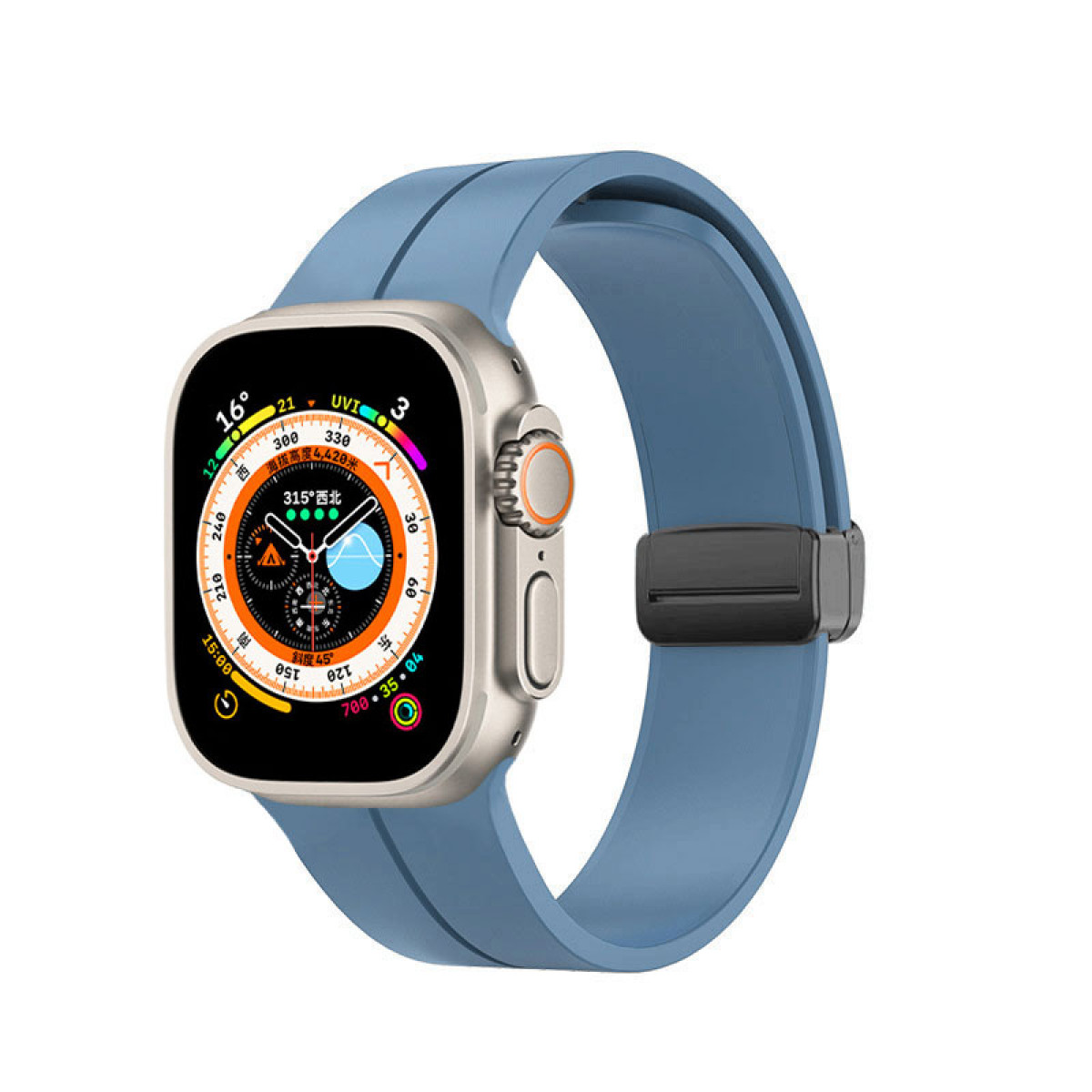 INF Silikon, Watch Apple, Blau  , 44mm 45mm 42mm aus Magnetisches 49mm  Ersatzarmband, Absorptionsarmband