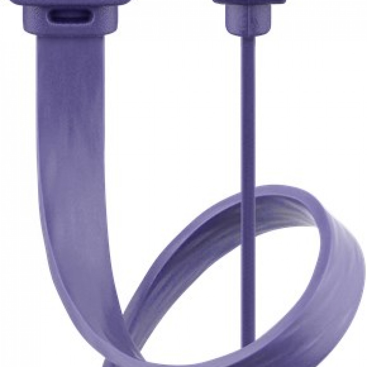 Paarse kabel, met twee connectoren. Eén is een kleine paal, de andere een lus.