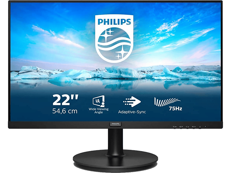 PHILIPS Vline 222V8LA 21,5 Zoll FullHD Monitor (4 ms Reaktionszeit, 75.0000 Hertz) MediaMarkt