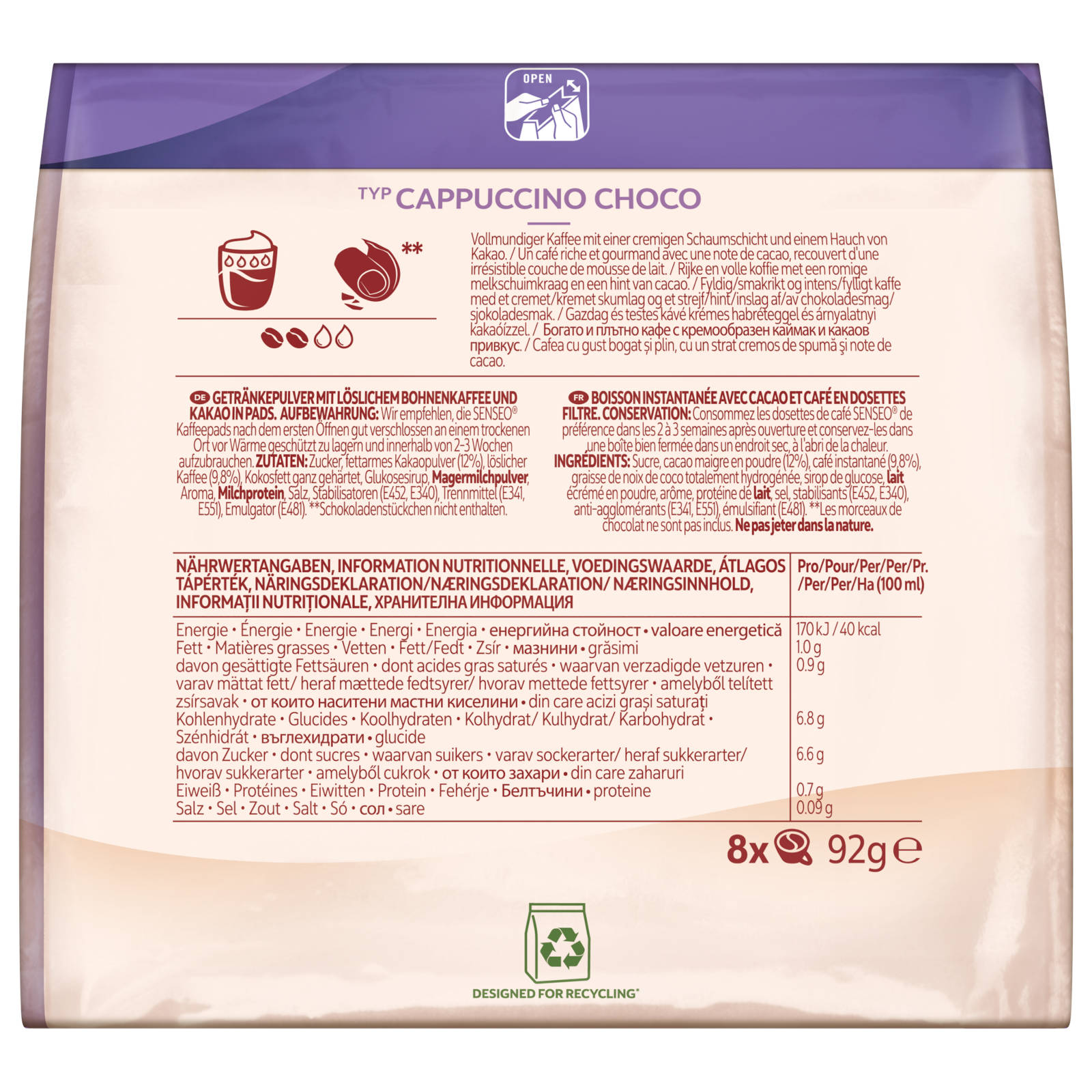 Choco 80 Kaffeepads Getränke Cappuccino SENSEO (Senseo Typ Soft- Pad-Maschine)