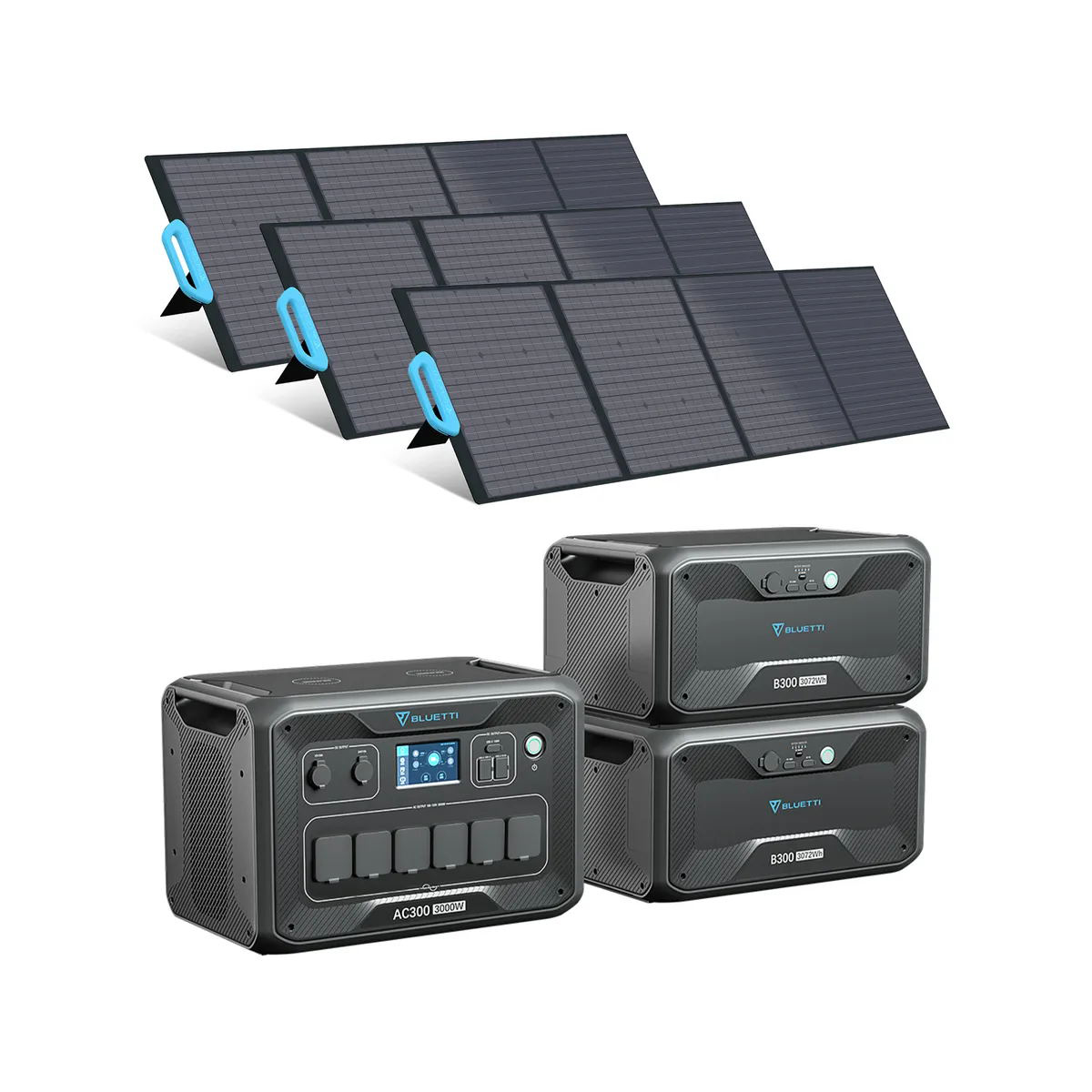 2xB300 AC300+3xPV200 Schwarz BLUETTI 6144 Erweiterungsbatterien Portable Stromerzeuger Wh LiFePO4 mit Powerstation Solarpanel