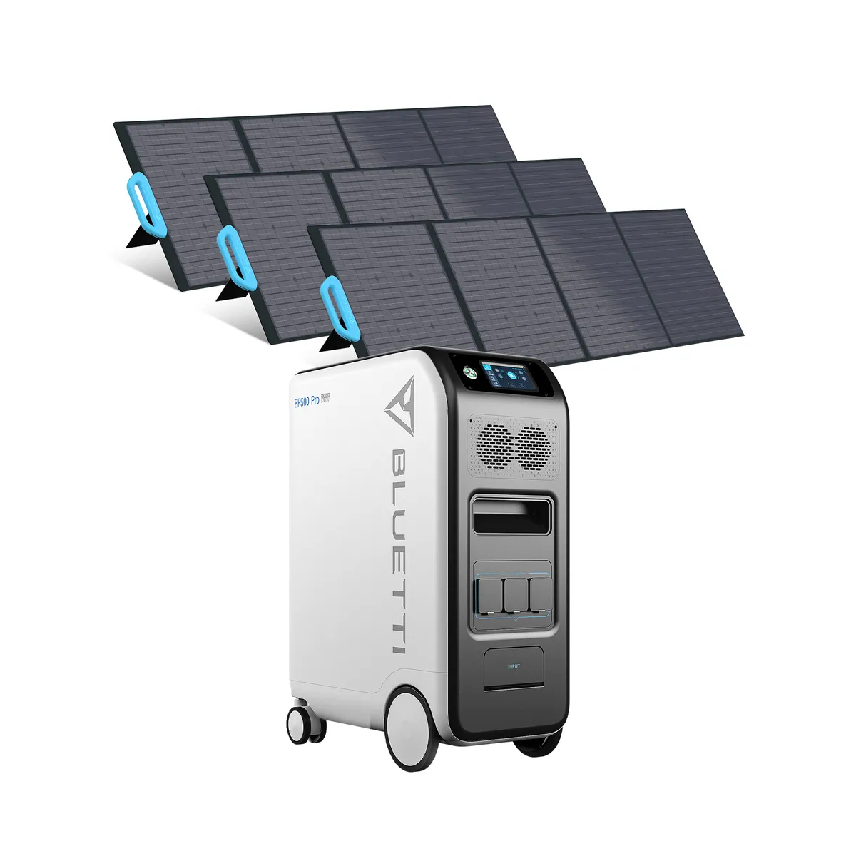 BLUETTI EP500Pro Solarspeicher mit 3 Notstromversorgung 5×3000W AC Schwarz Wh Solarmodulen Ausgängen PV200 Stromerzeuger USV 5100