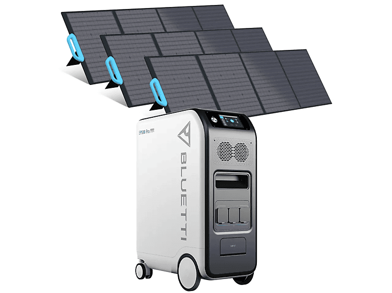 BLUETTI EP500Pro Solarspeicher mit 3 PV200 Solarmodulen 5×3000W AC Ausgängen USV Notstromversorgung Stromerzeuger 5100 Wh Schwarz