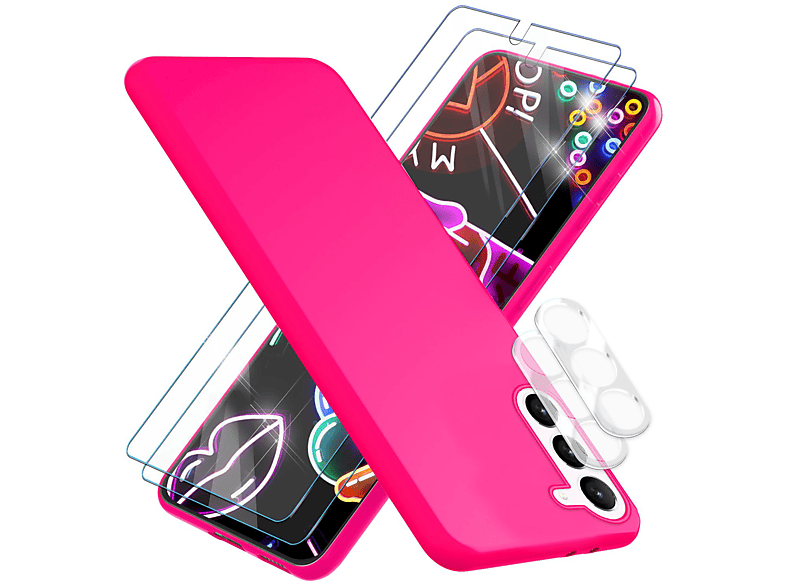 Display- NALIA Kameraschutz, Neon mit Backcover, S23, & Silikon Samsung, Hülle 2x Pink Galaxy