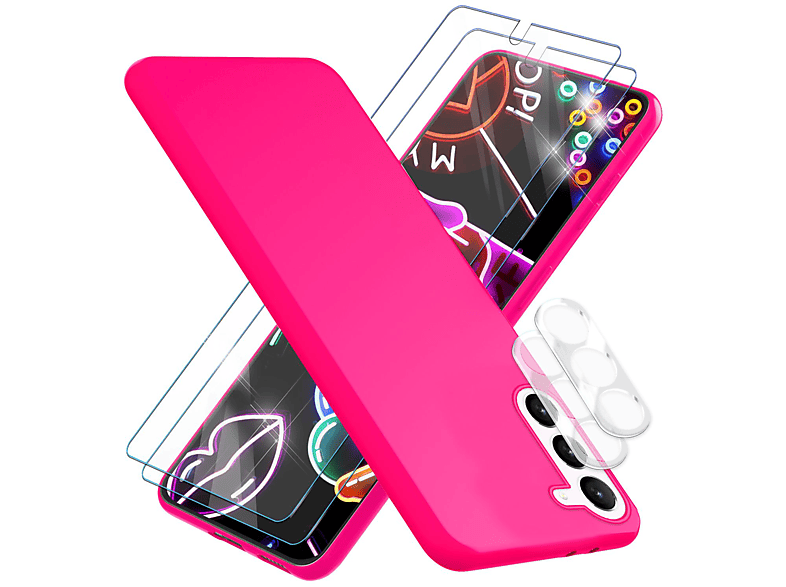 NALIA Set 3-in-1 Per IPhone 14 Pro Max: Cover Magneti MagSafe Glitterata Trasparente + 2 Pellicole Vetro Temperato Proteggi Display