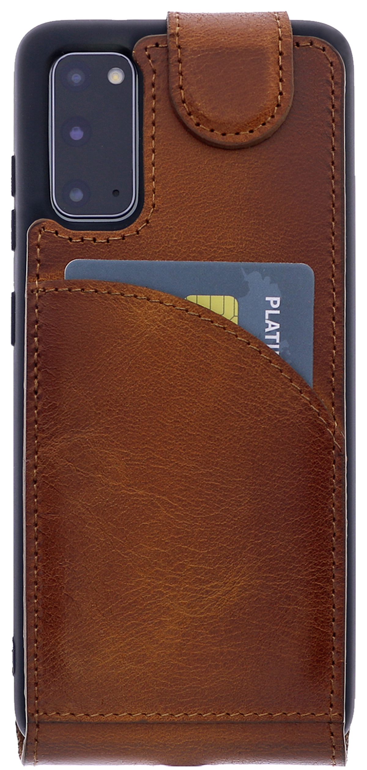 BURKLEY Flip-Case Handytasche aus Galaxy S20+, Samsung, Sattelbraun Cover, Leder, Flip
