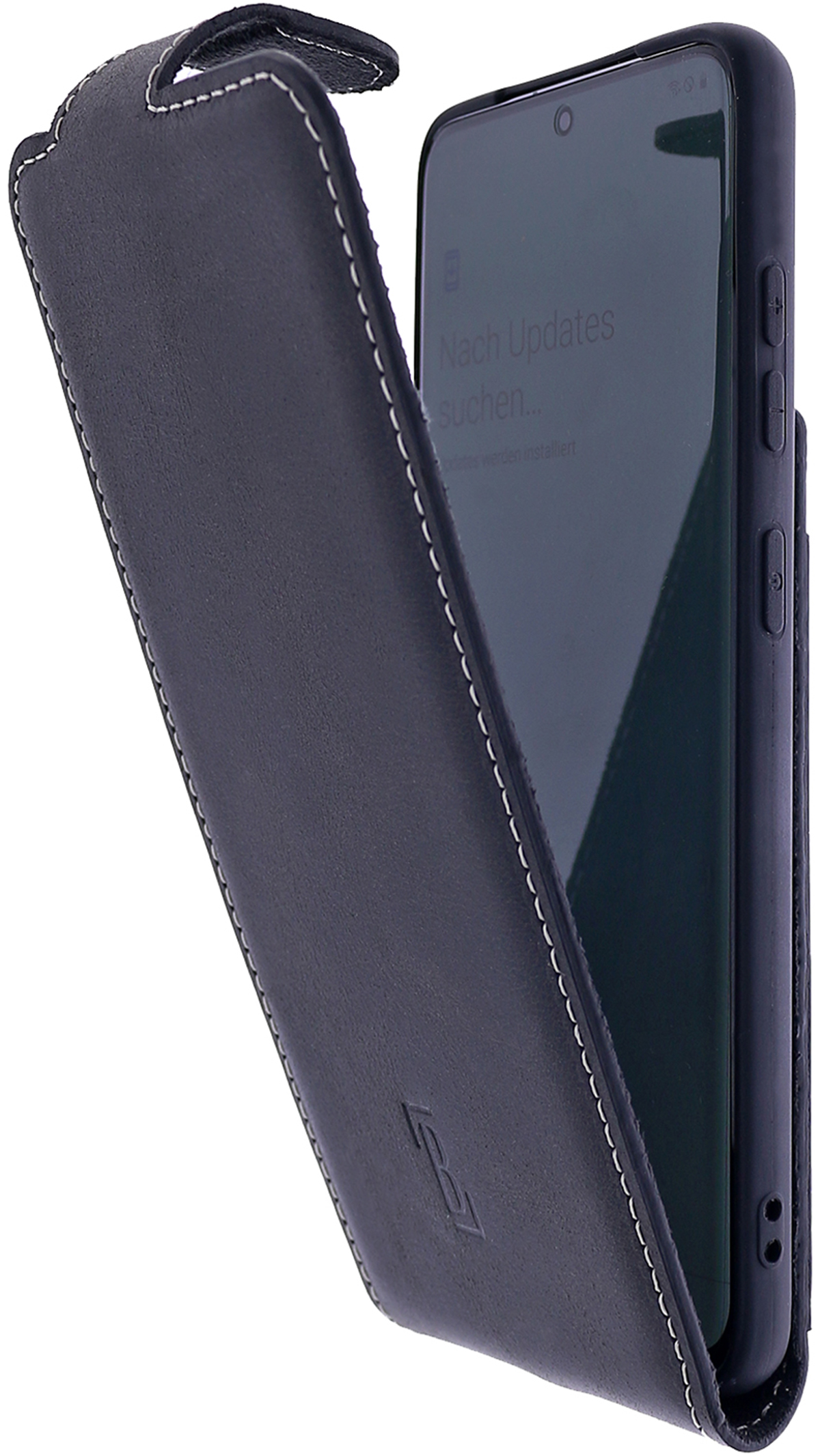 BURKLEY Flip-Case Handytasche aus Leder, Galaxy S21 Cover, Schwarz Flip Samsung, FE