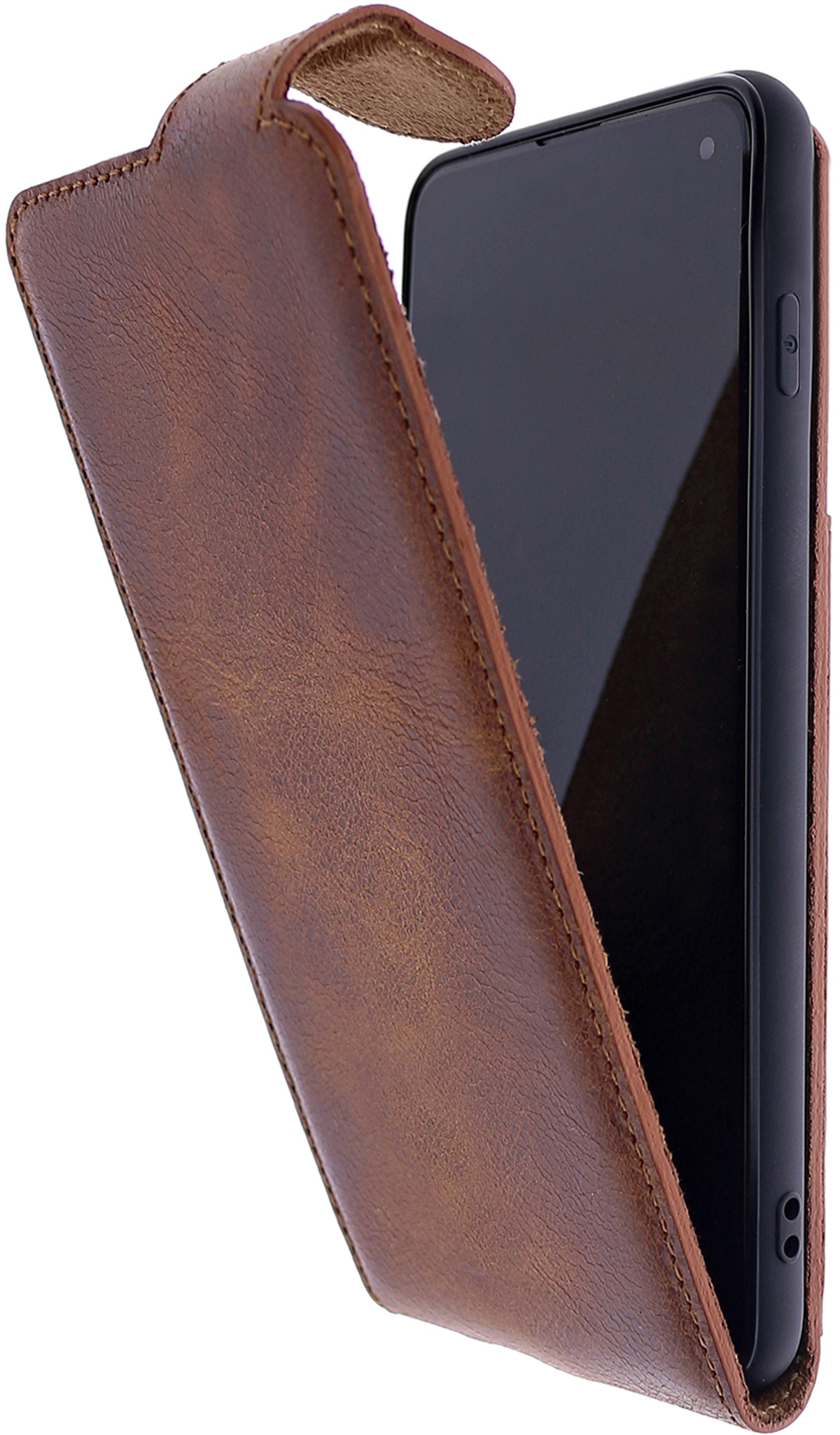 BURKLEY Flip-Case aus Leder, Flip Galaxy Handytasche Samsung, Cover, Sattelbraun S10
