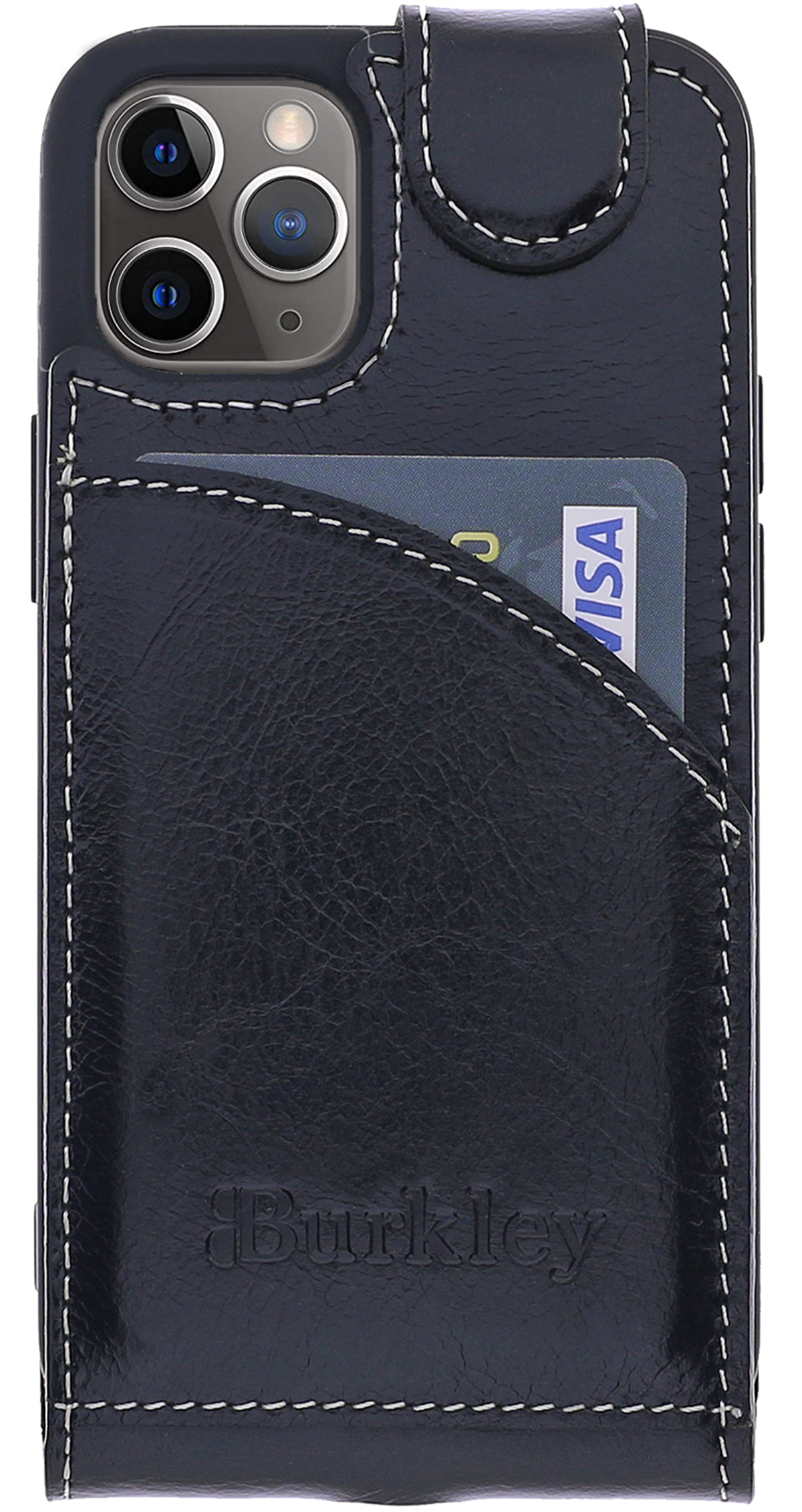 BURKLEY Flip-Case Handytasche aus Pro, Cover, Leder, Schwarz IPhone Apple, 11 Flip