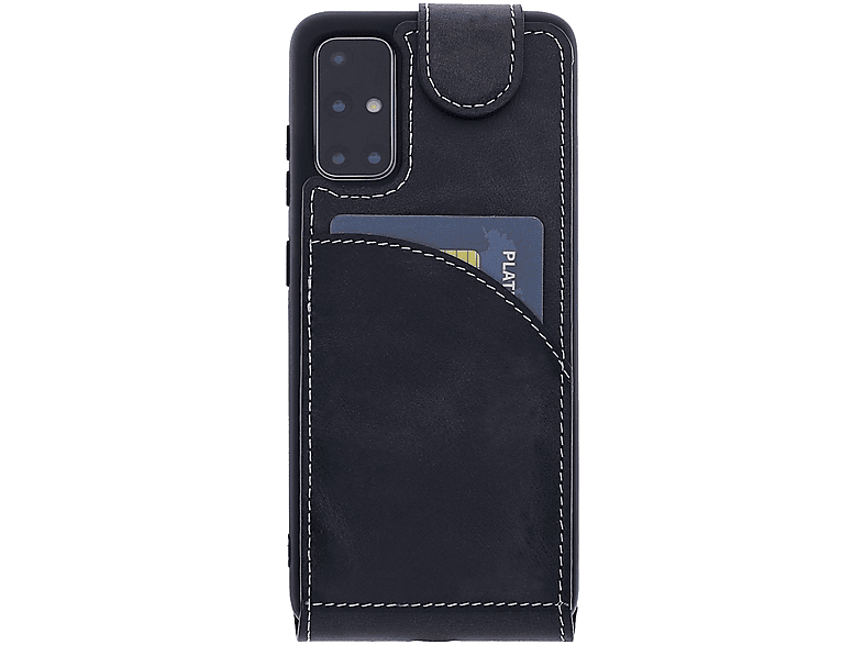 BURKLEY Cover, Leder, Flip aus Schwarz Handytasche Flip-Case Samsung, Galaxy A31,