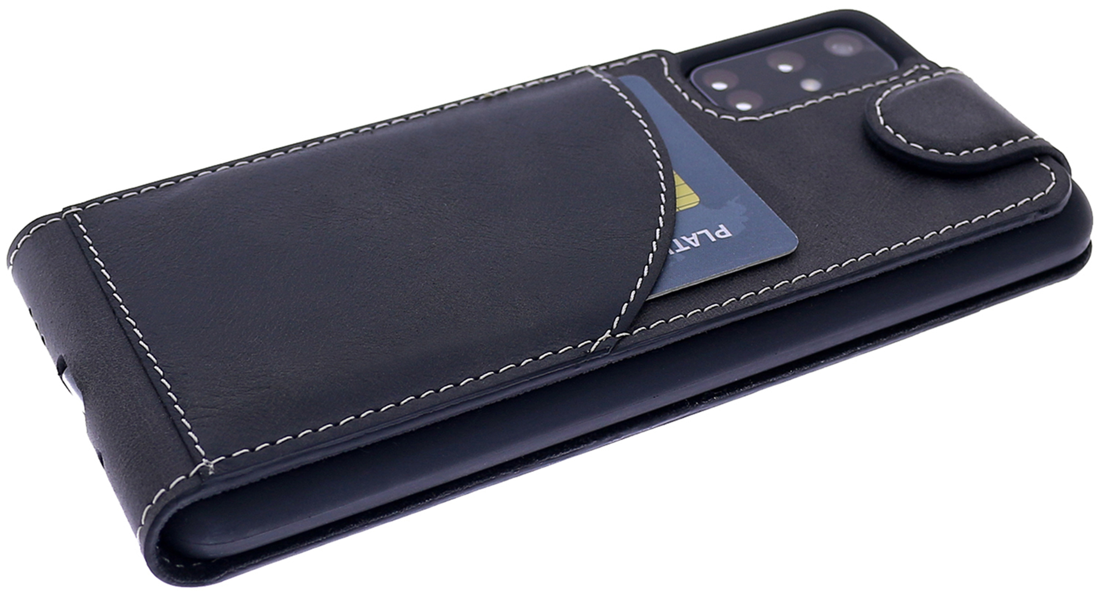 BURKLEY Cover, Leder, Flip aus Schwarz Handytasche Flip-Case Samsung, Galaxy A31,