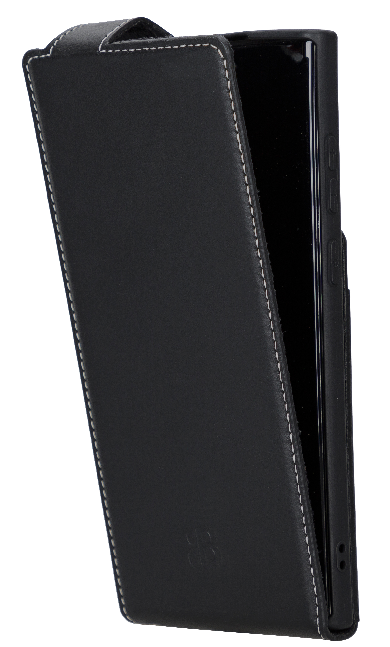 BURKLEY Flip-Case Samsung, Handytasche S22 Ultra, aus Leder, Cover, Schwarz Galaxy Flip