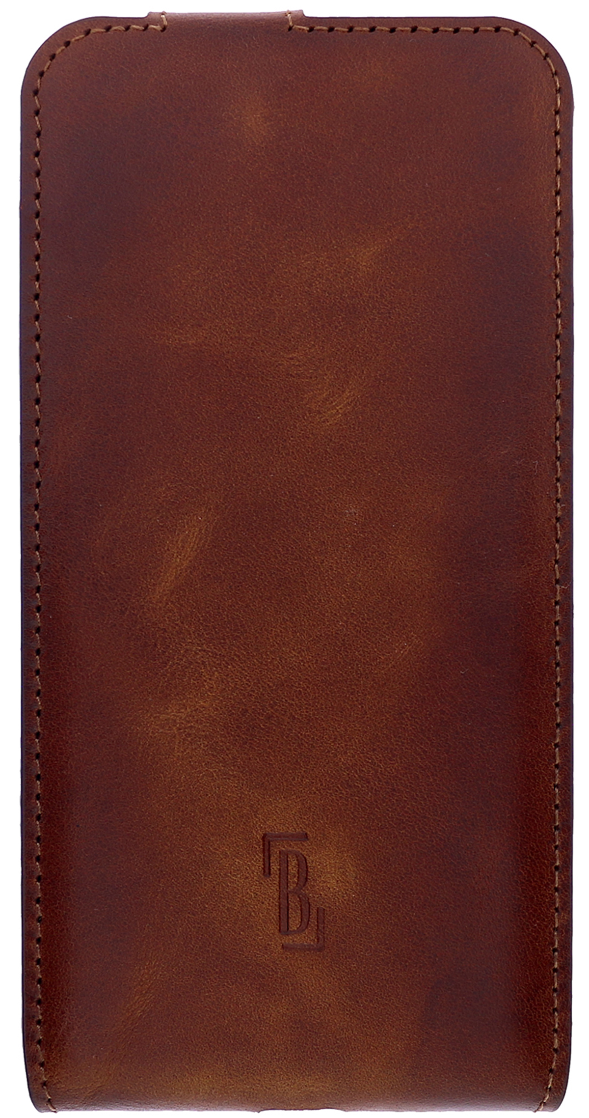 BURKLEY Flip-Case Handytasche aus 13 Flip Leder, Sattelbraun Cover, Max, Pro IPhone Apple
