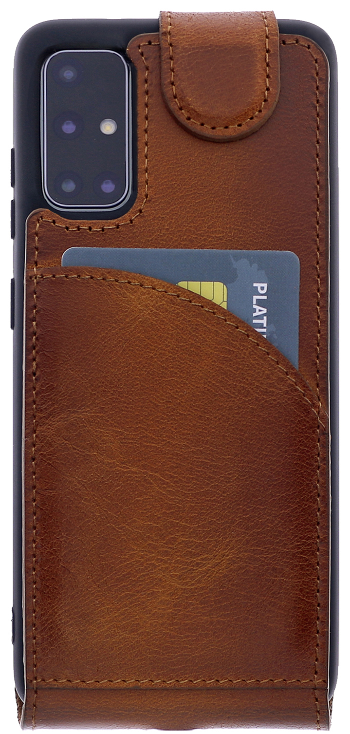 A31, Handytasche Samsung, Flip-Case Galaxy Leder, Sattelbraun BURKLEY Cover, Flip aus