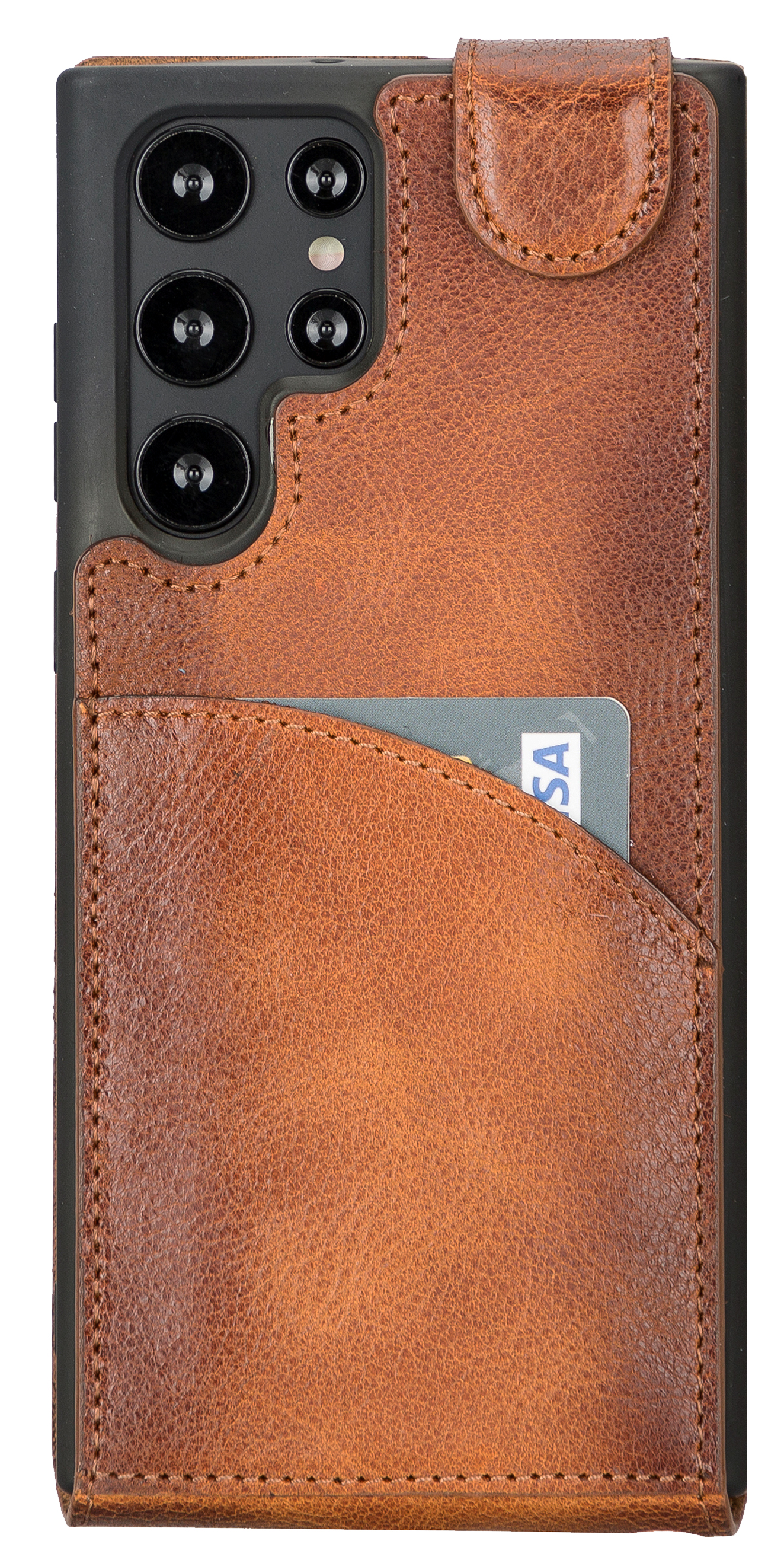 BURKLEY Flip-Case Cover, aus Leder, Galaxy Ultra, S22 Sattelbraun Handytasche Samsung, Flip