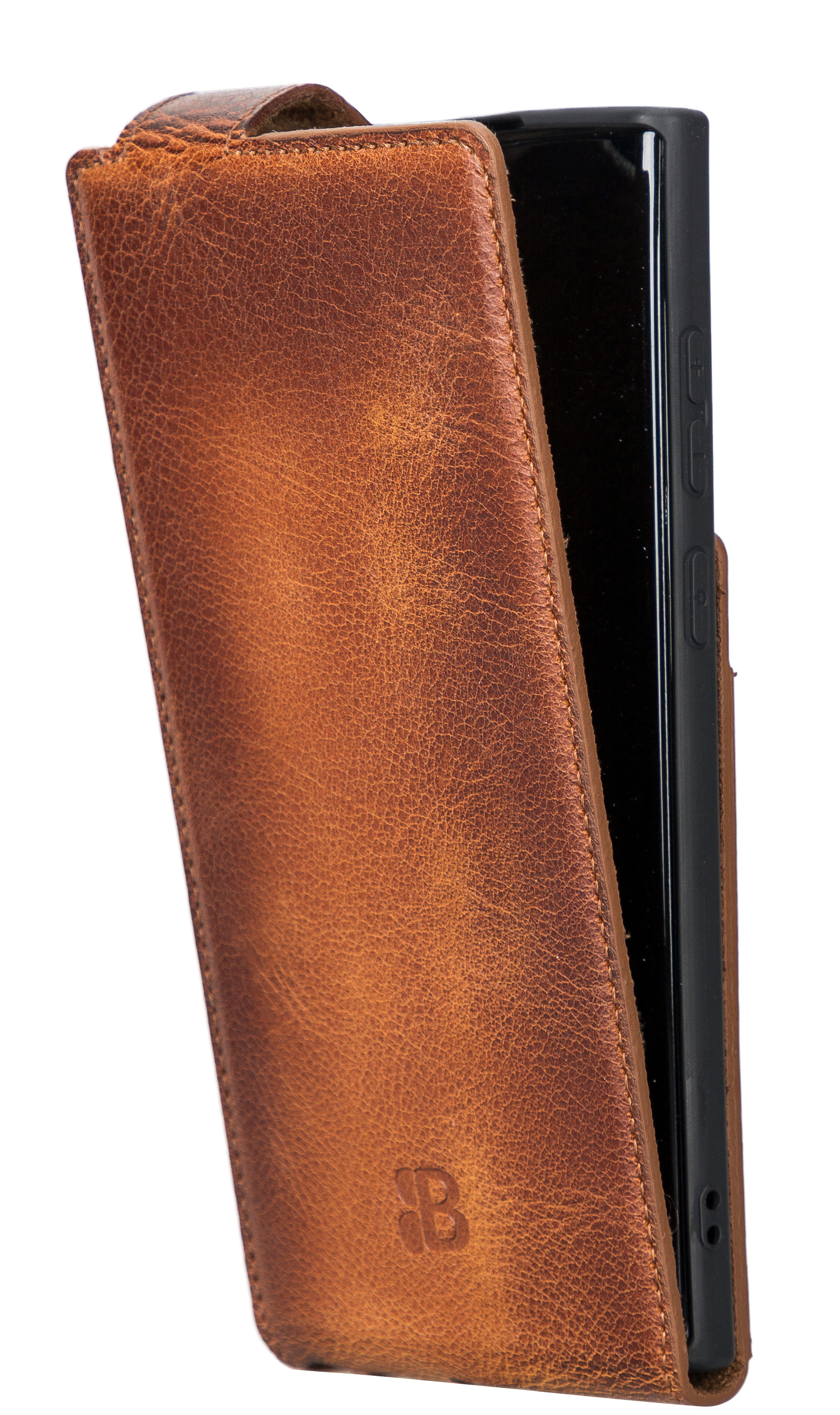 BURKLEY Flip-Case Handytasche aus Leder, Cover, Samsung, S22 Galaxy Sattelbraun Ultra, Flip