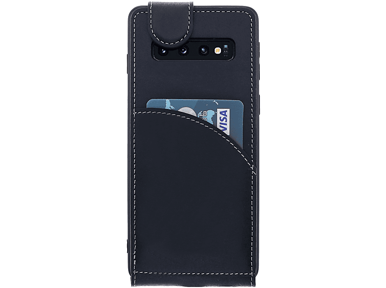 BURKLEY Flip-Case Handytasche aus Leder, Flip Cover, Samsung, Galaxy S10, Schwarz