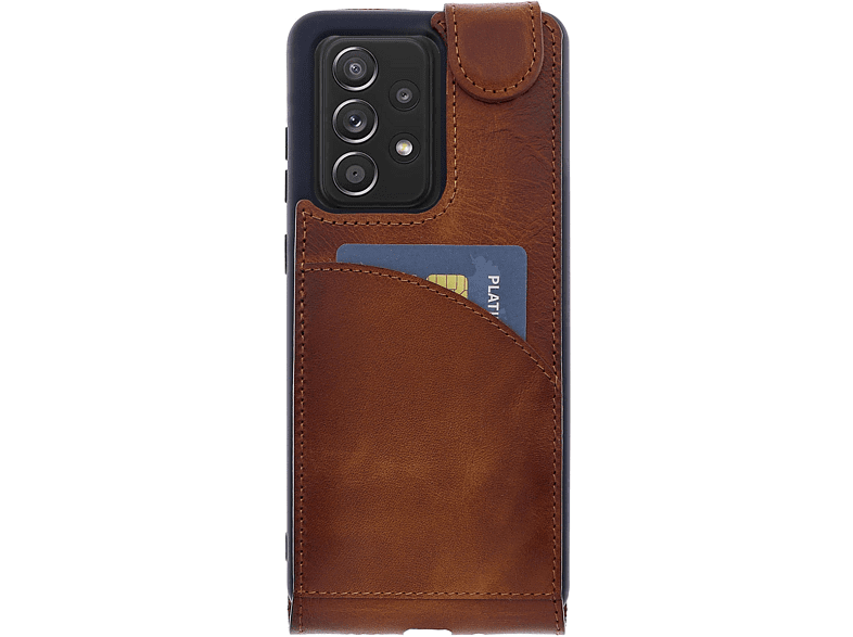 BURKLEY Flip-Case Handytasche aus Leder, Flip Cover, Samsung, Galaxy A52 / A52s, Sattelbraun