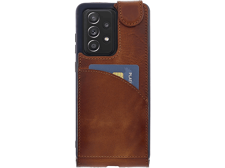 BURKLEY FlipCase Handytasche aus Leder, Flip Cover, Samsung, Galaxy A52 / A52s, Sattelbraun