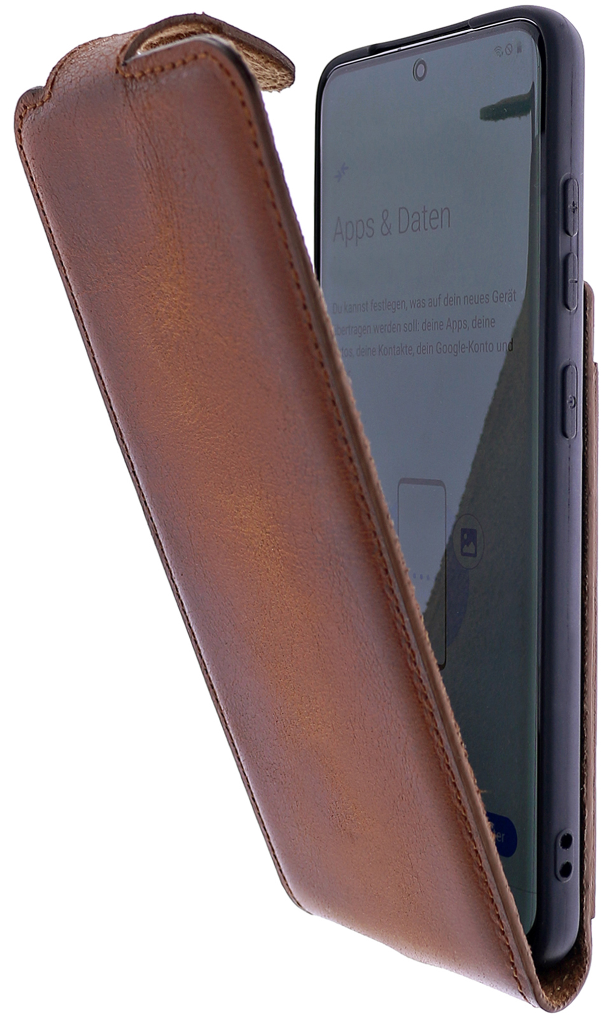Galaxy / Handytasche aus Leder, Samsung, A52s, Flip Flip-Case Sattelbraun A52 BURKLEY Cover,