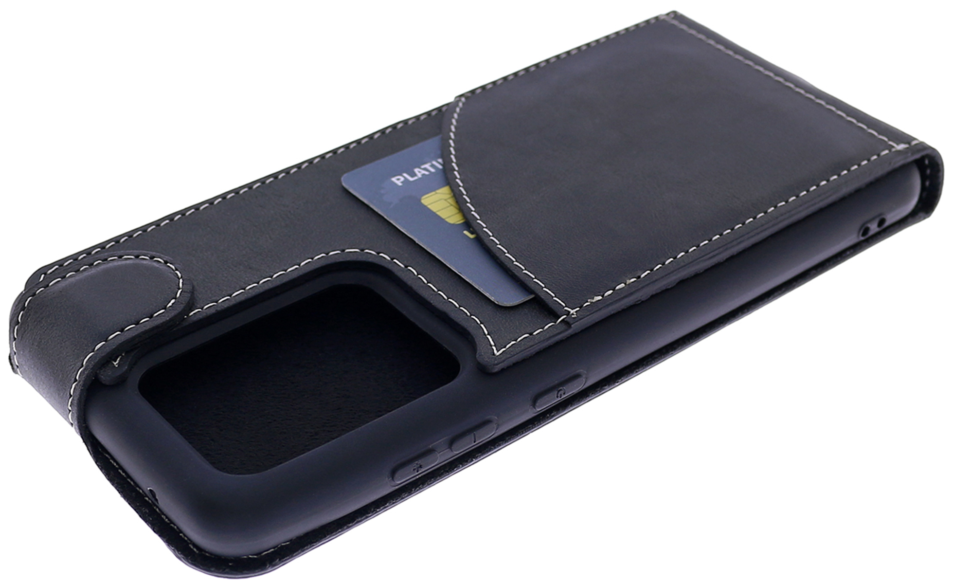 BURKLEY Flip-Case Handytasche aus Cover, Ultra, Leder, Schwarz Galaxy Flip Samsung, S20