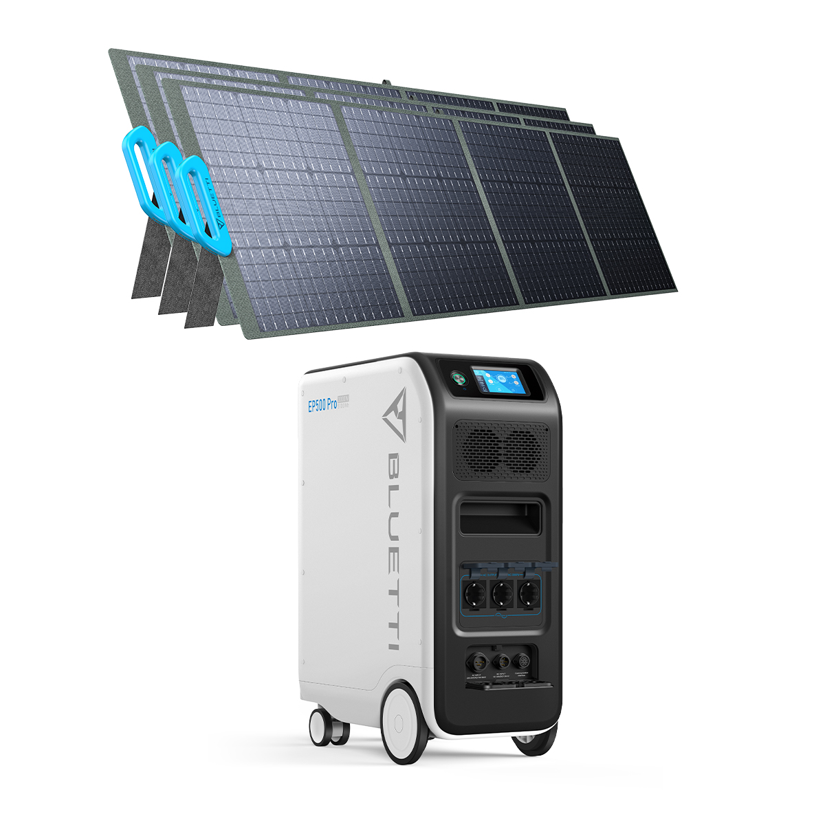 BLUETTI EP500+3×PV200 200W Solarmodulen LiFePO4 5100 Wh Powerstation 3000W Stromerzeuger Schwarz Batterie