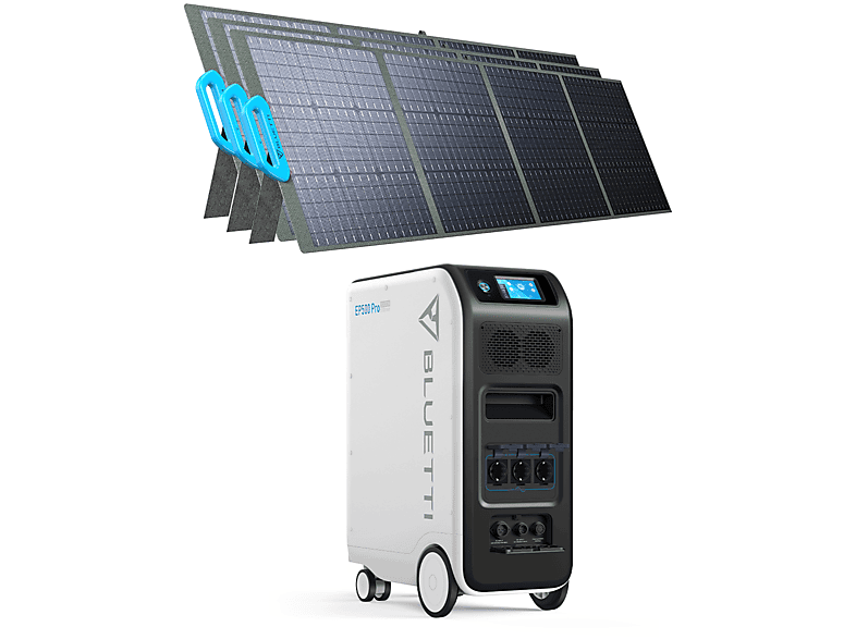 BLUETTI EP500+3×PV200 200W Solarmodulen LiFePO4 Batterie 3000W Powerstation Stromerzeuger 5100 Wh Schwarz