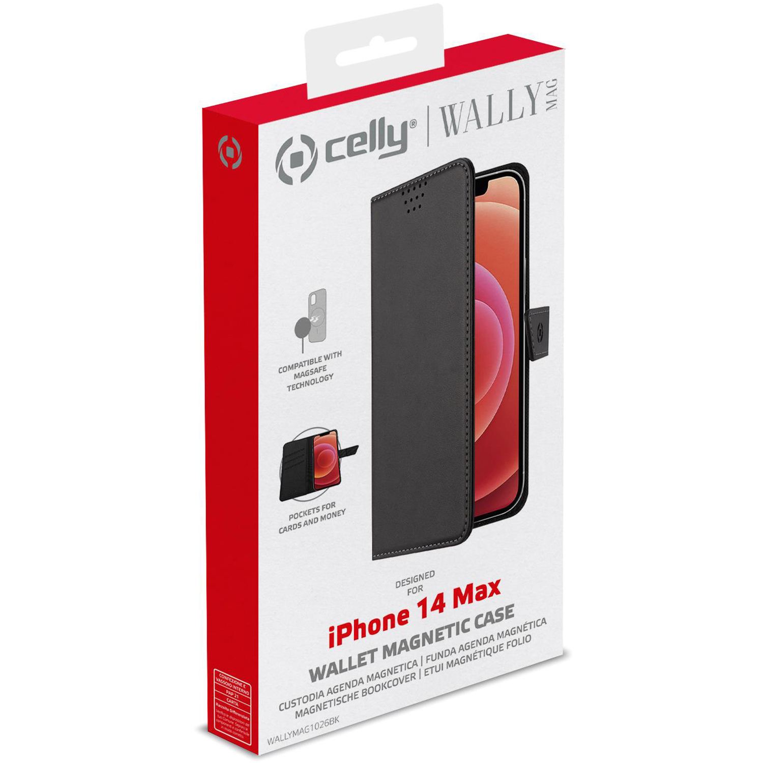 CELLY Wallymag Custodie per Apple (brand) iPhone 14 Plus, Black