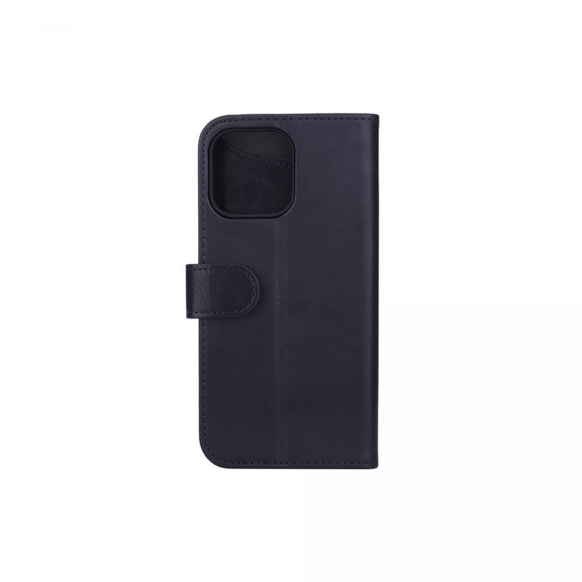 Blaue Leder-Handyhülle mit Klappe. Das Telefon ist nicht in der Hülle.