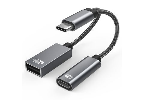 INF USB-C-Stecker auf USB-Buchse + USB-C PD-Ladebuchse und OTG