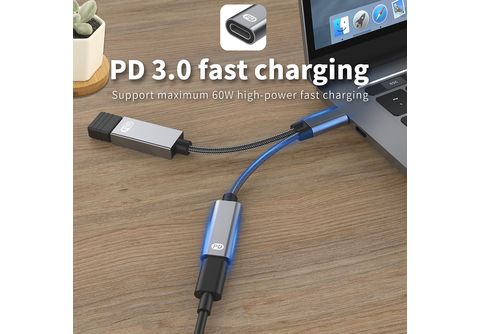 INF USB-C-Stecker auf USB-Buchse + USB-C PD-Ladebuchse und OTG-Adapter USB  Adapter