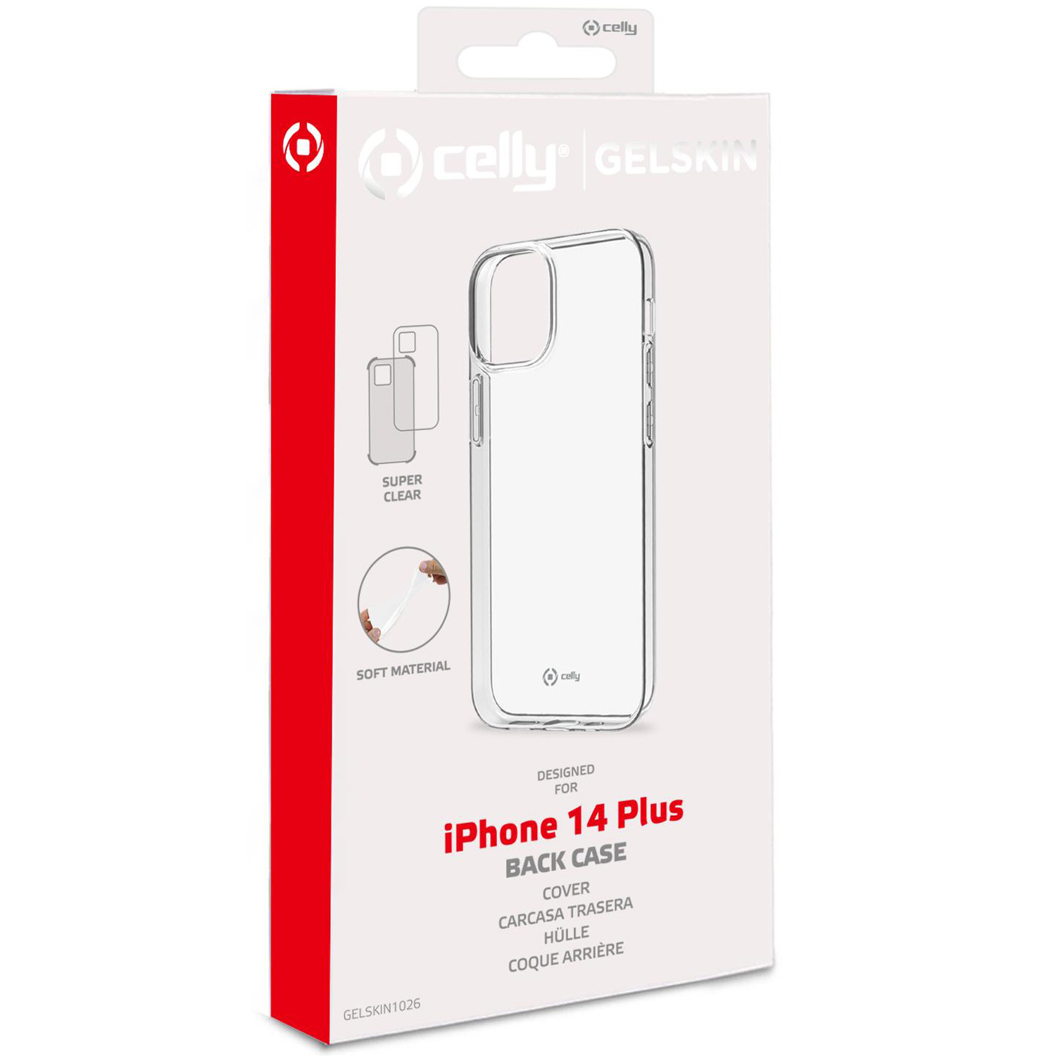 CELLY Gelskin Custodia per iPhone 14 Plus, Trasparente