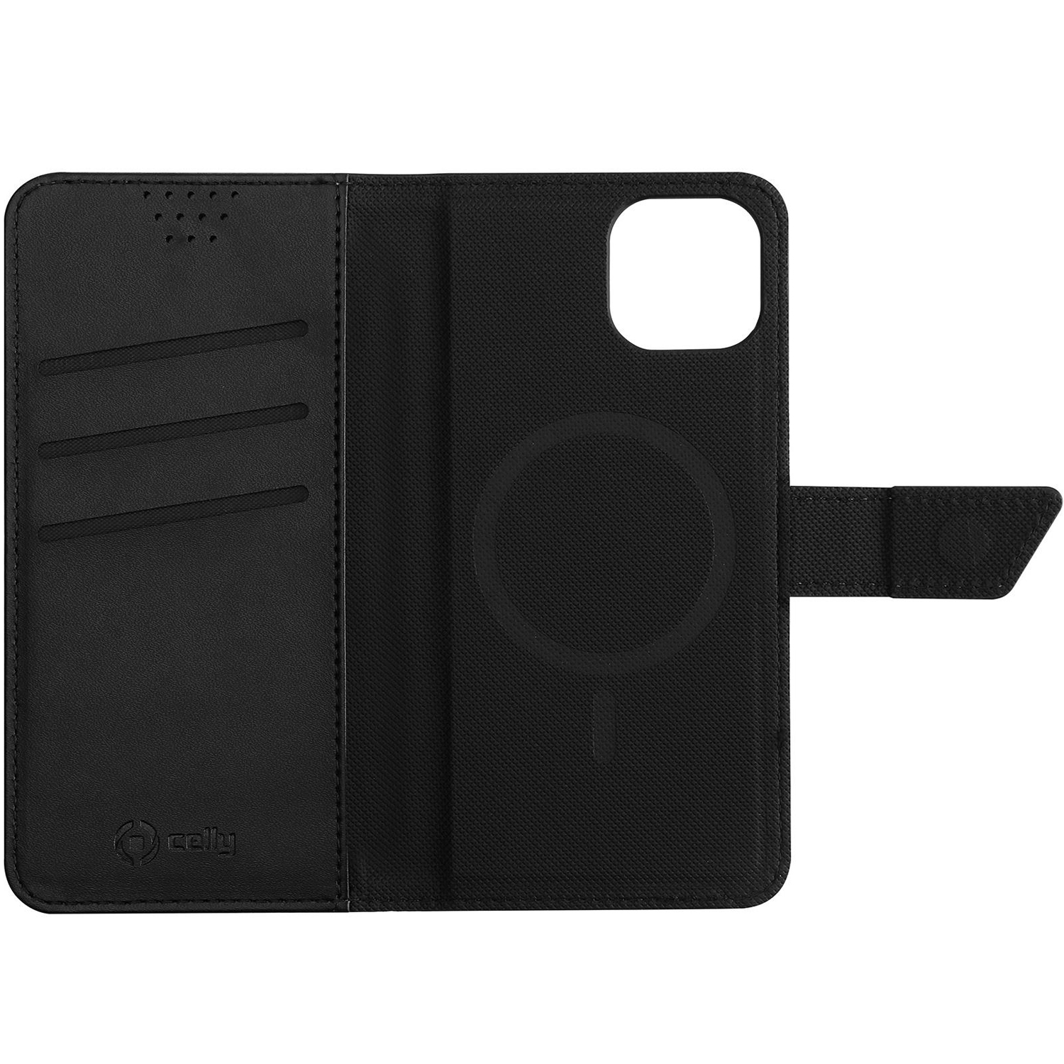 CELLY MagSafe Wallet Case iPhone Schwarz iPhone 14, Schwarz, Cover, Flip 14 Apple
