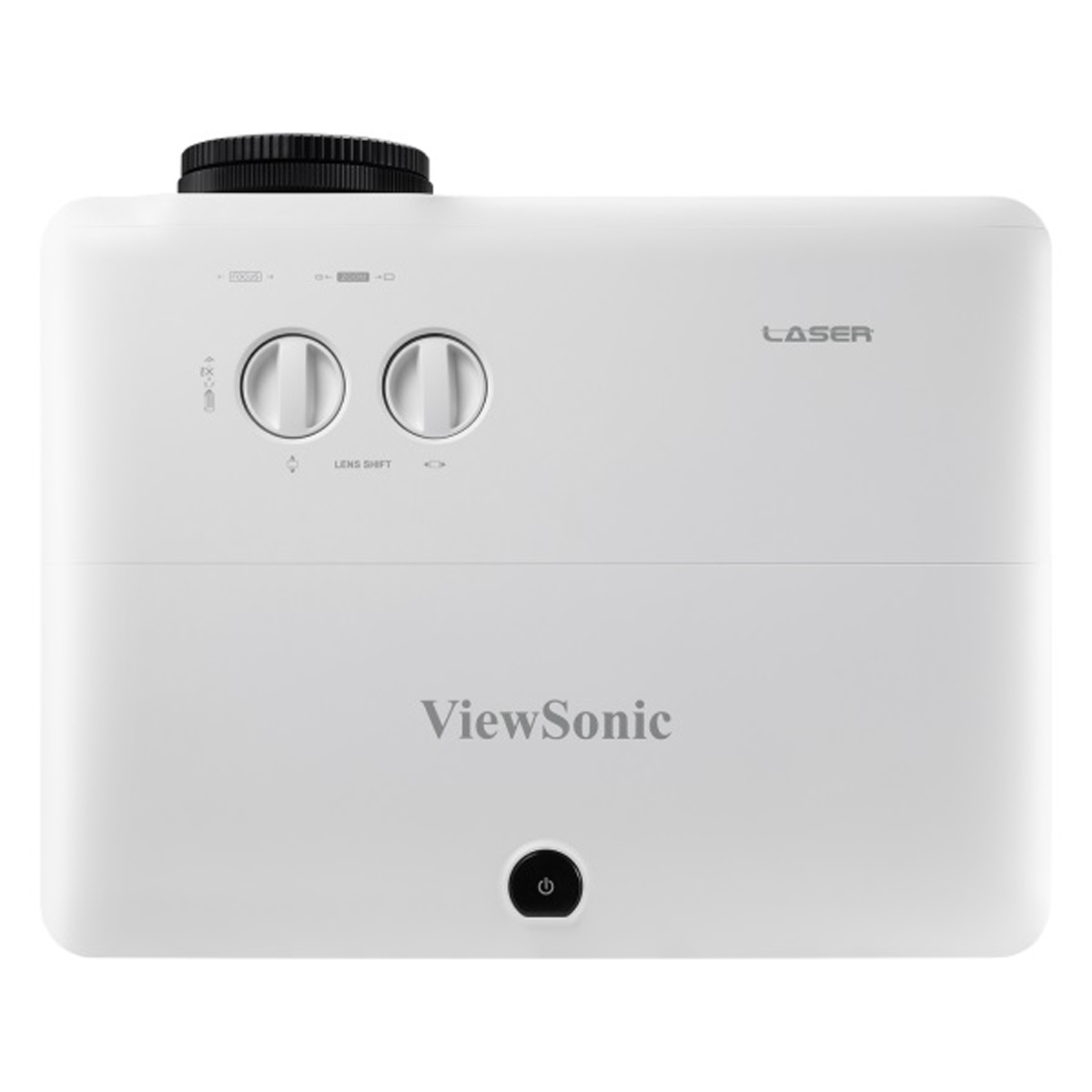 Proiettore ViewSonic bianco con pulsanti e logo ViewSonic.